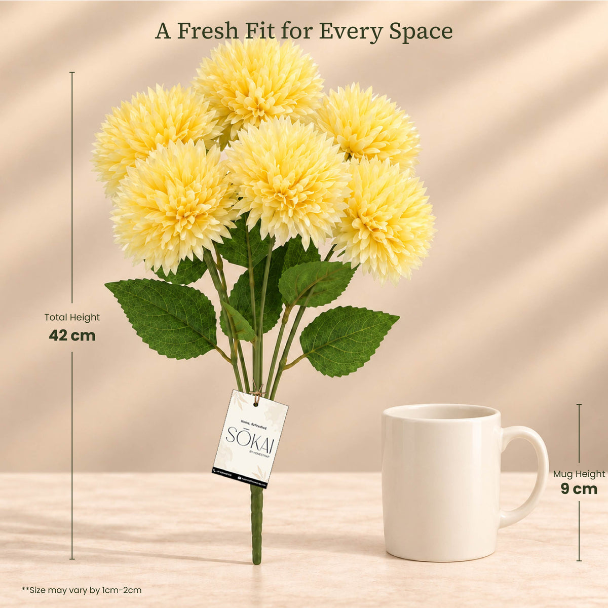 Butter Yellow Pom Pom Artificial Flower Bunch