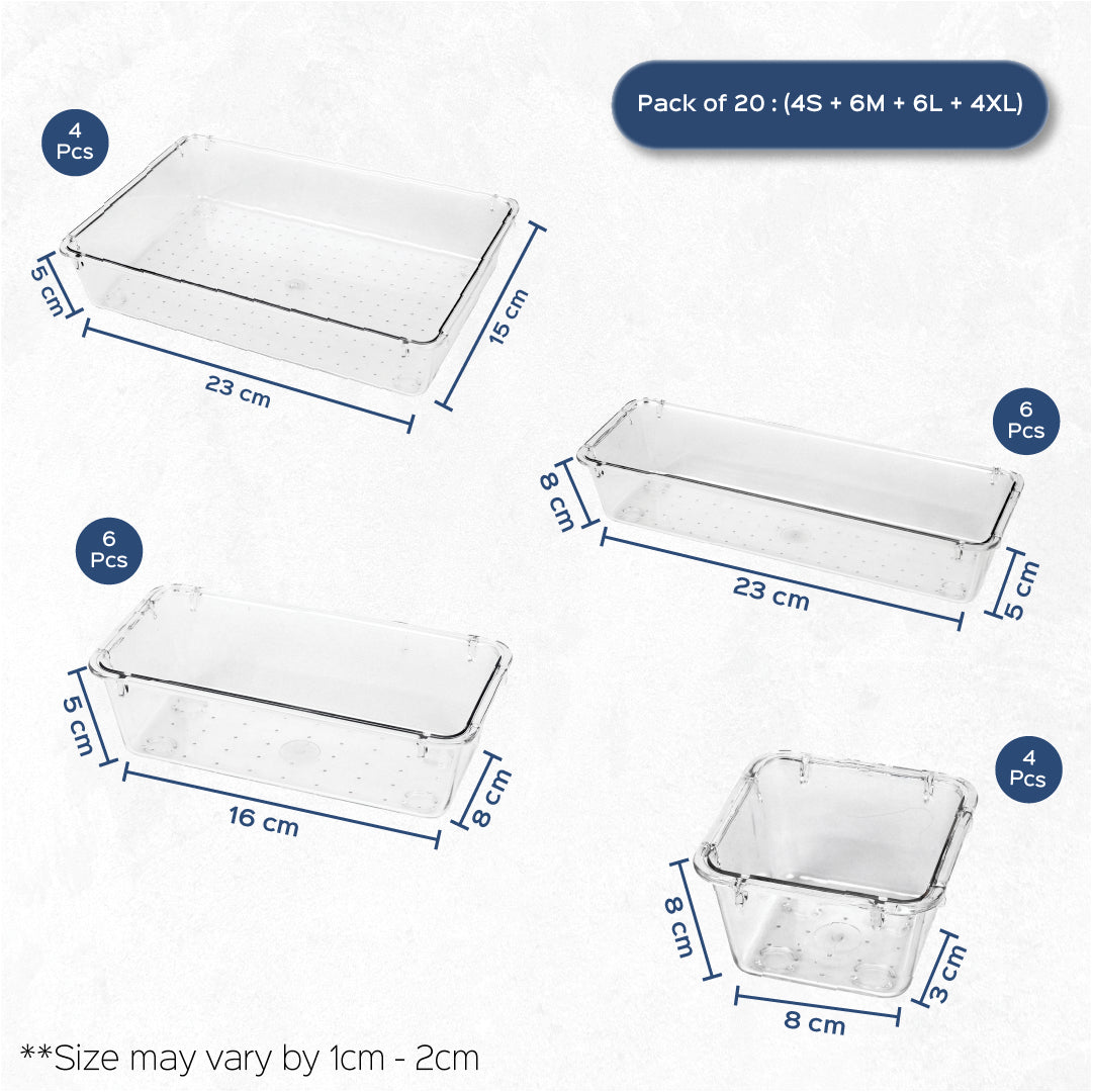 Acrylic Drawer Organizer Set of 20 - Homestrap