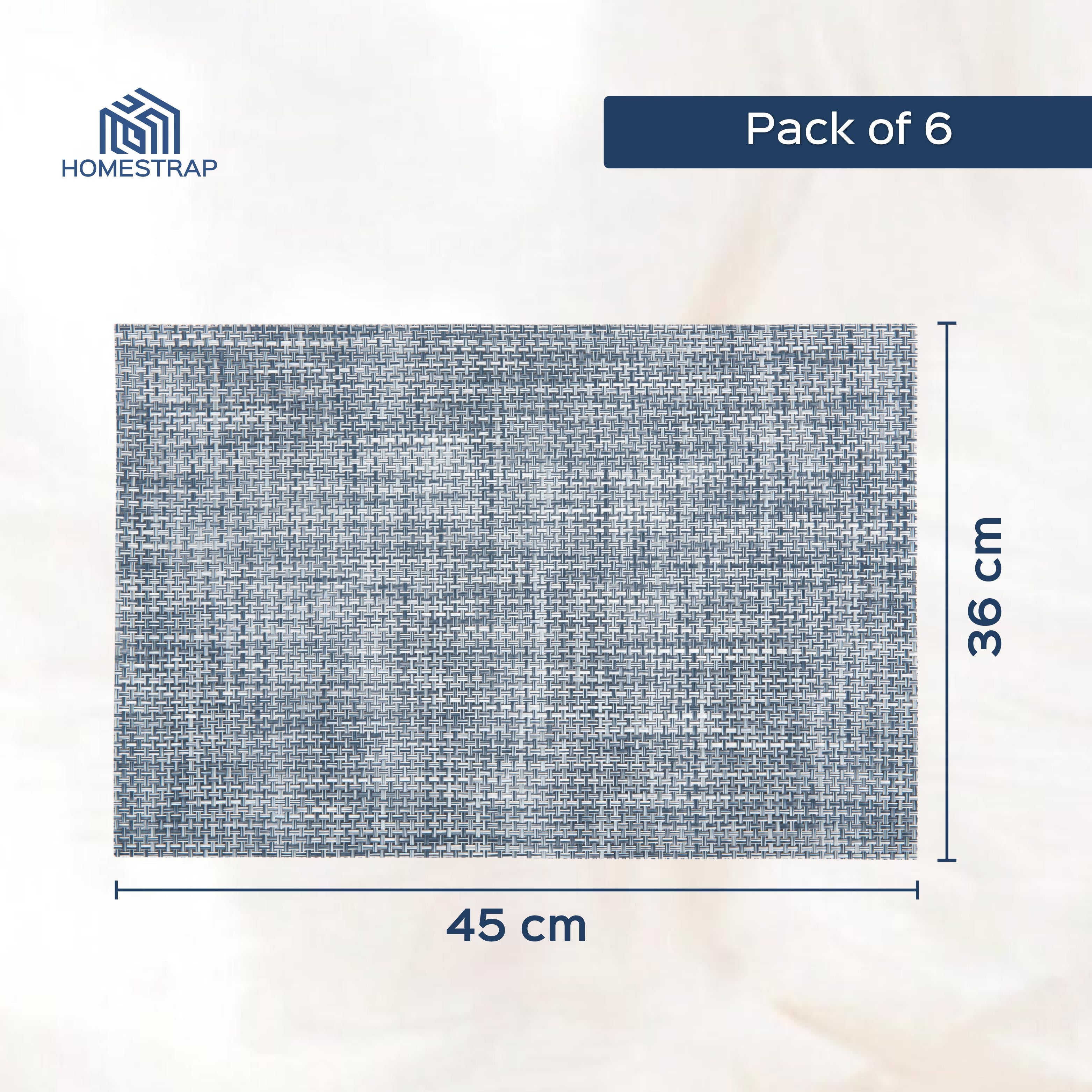 Blue Textured PVC Table Placemats Set of 6