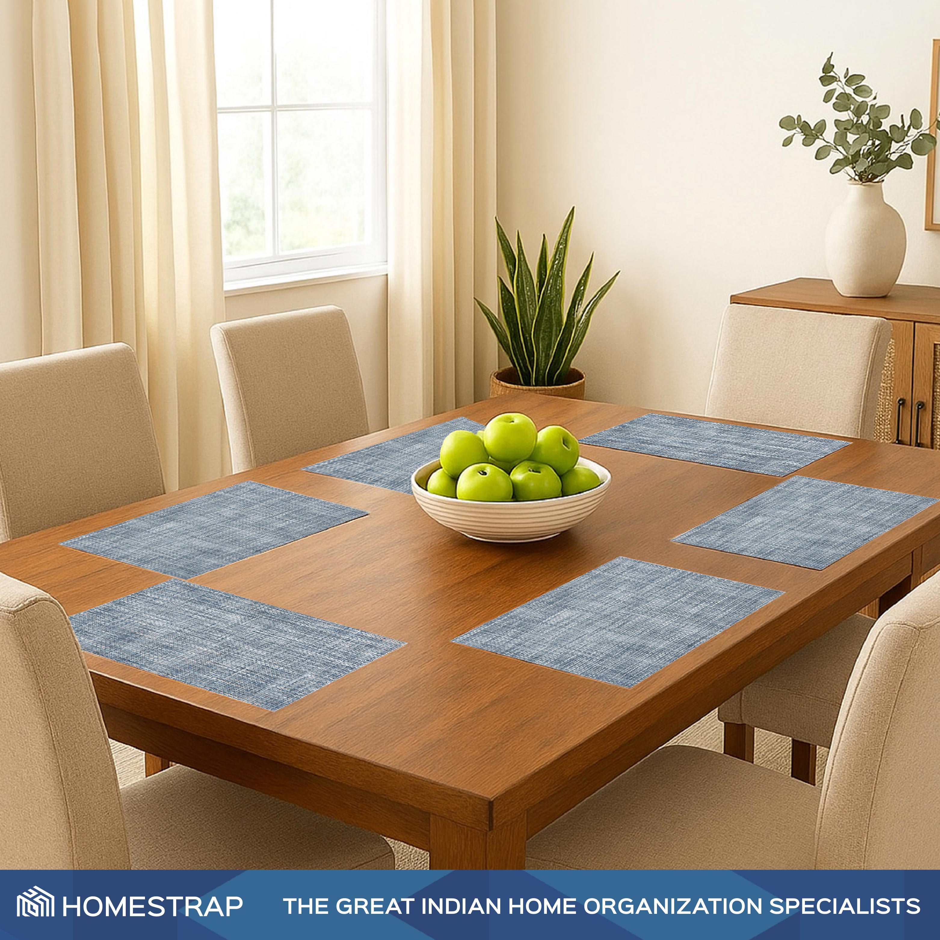 Blue Textured PVC Table Placemats Set of 6