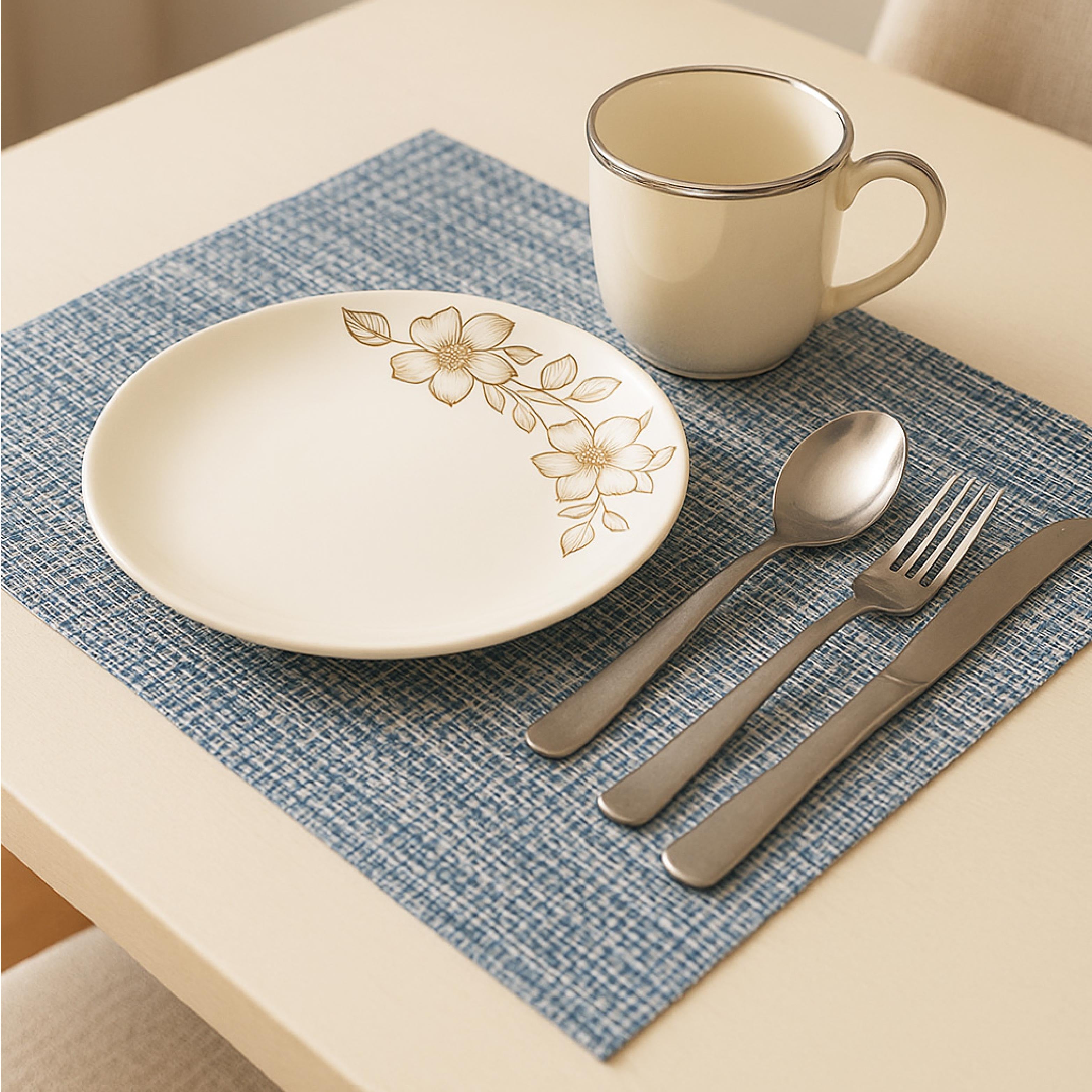 Blue Textured PVC Table Placemats Set of 6