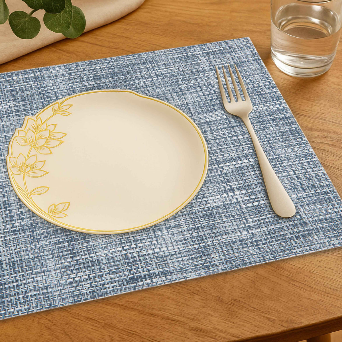 Blue Textured PVC Table Placemats Set of 6