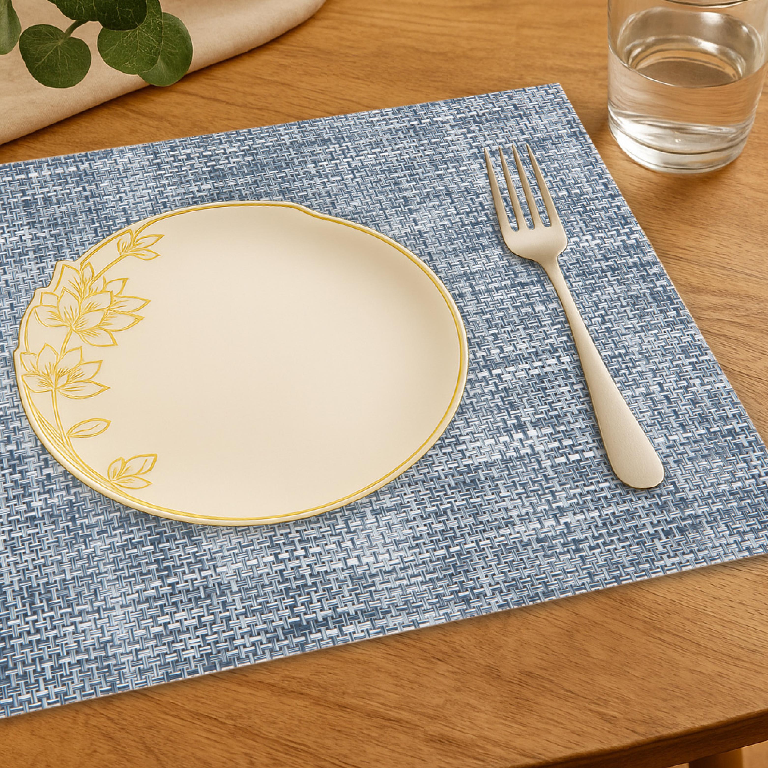 Blue Textured PVC Table Placemats Set of 6