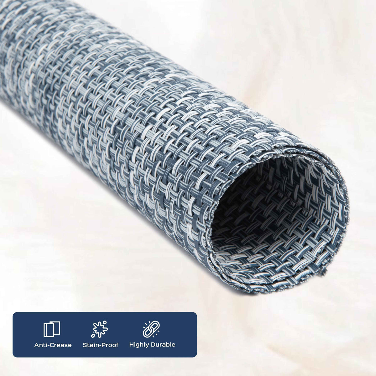 Blue Textured PVC Table Placemats Set of 6