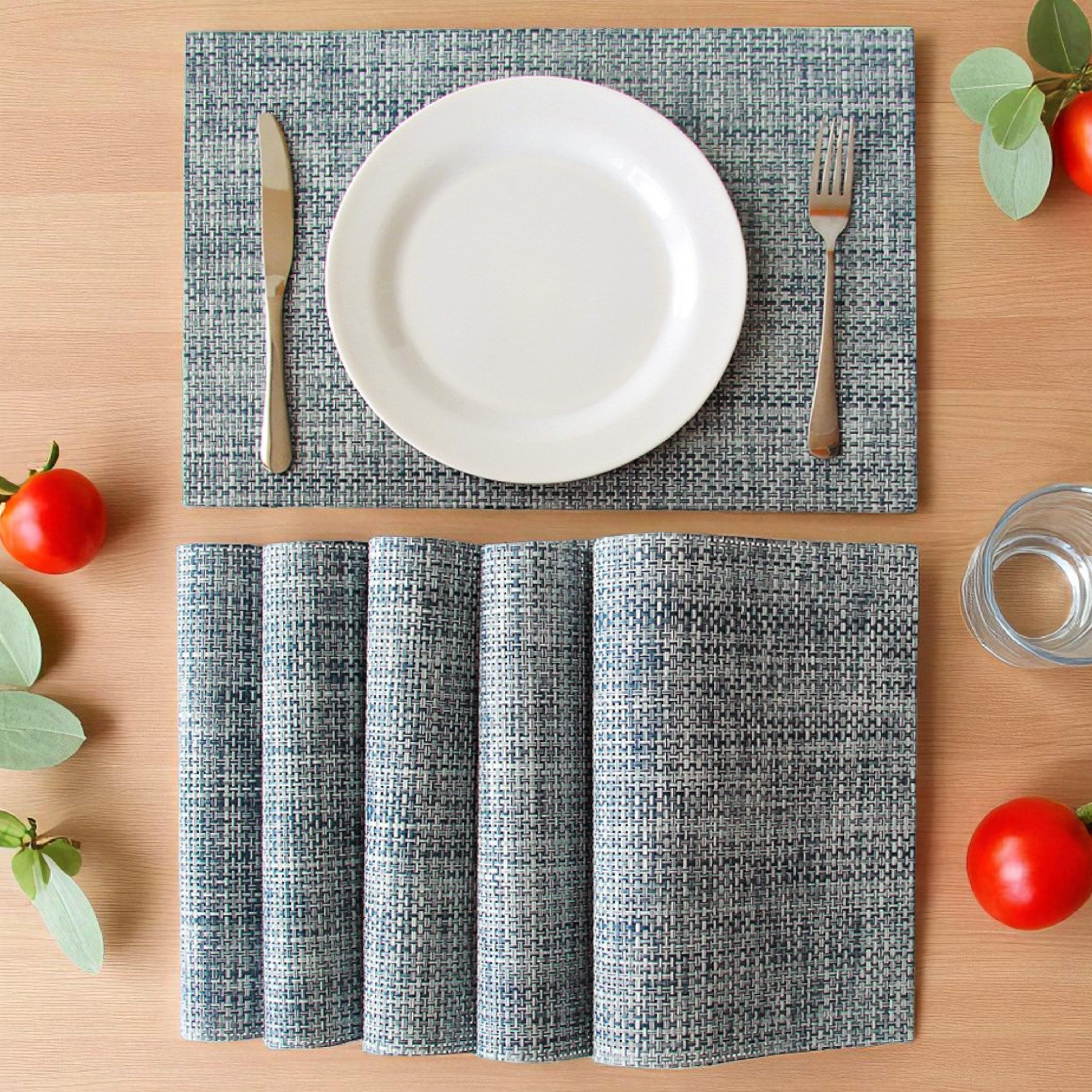 Blue Textured PVC Table Placemats Set of 6