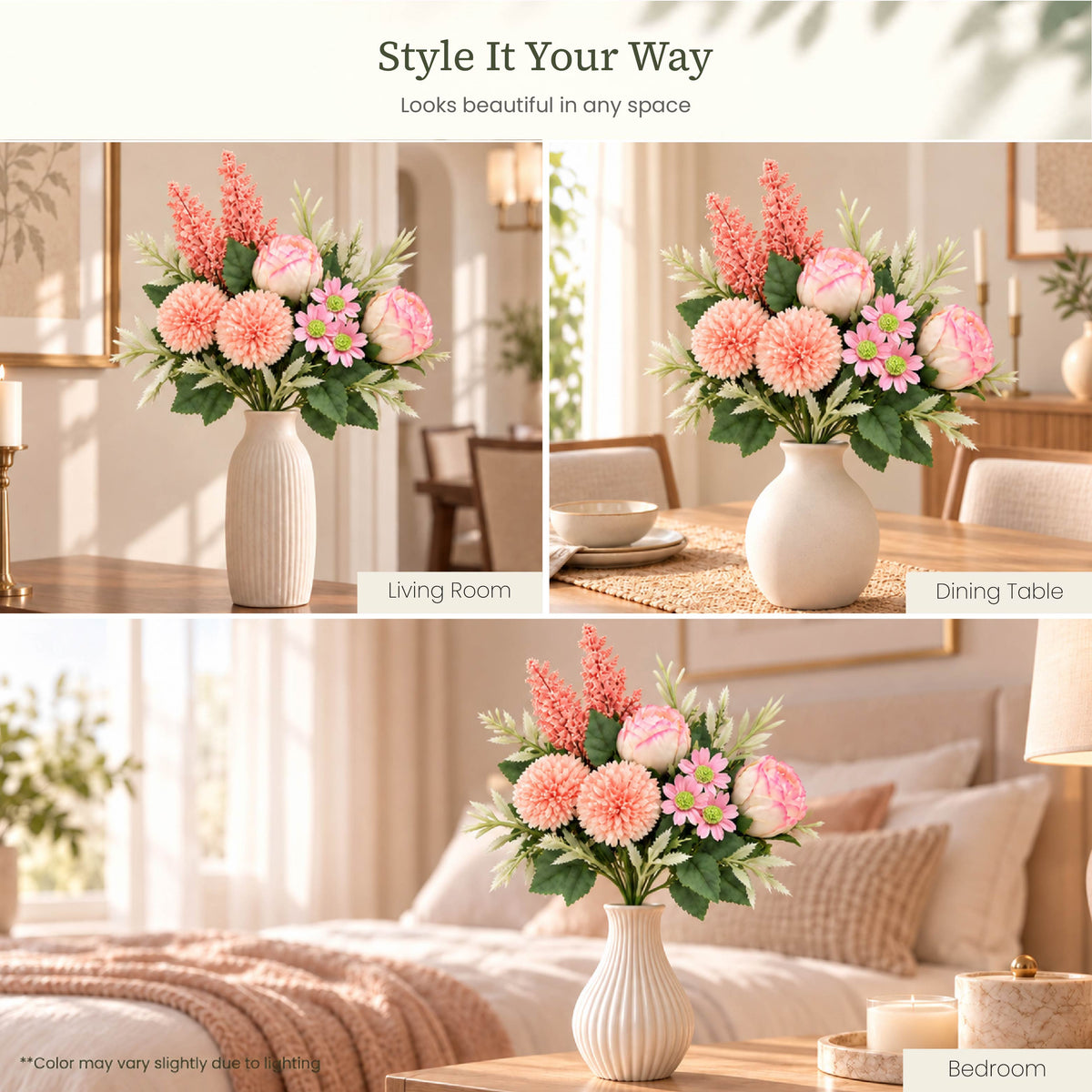 Blush Garden Mixed Artificial Flower Bouquet