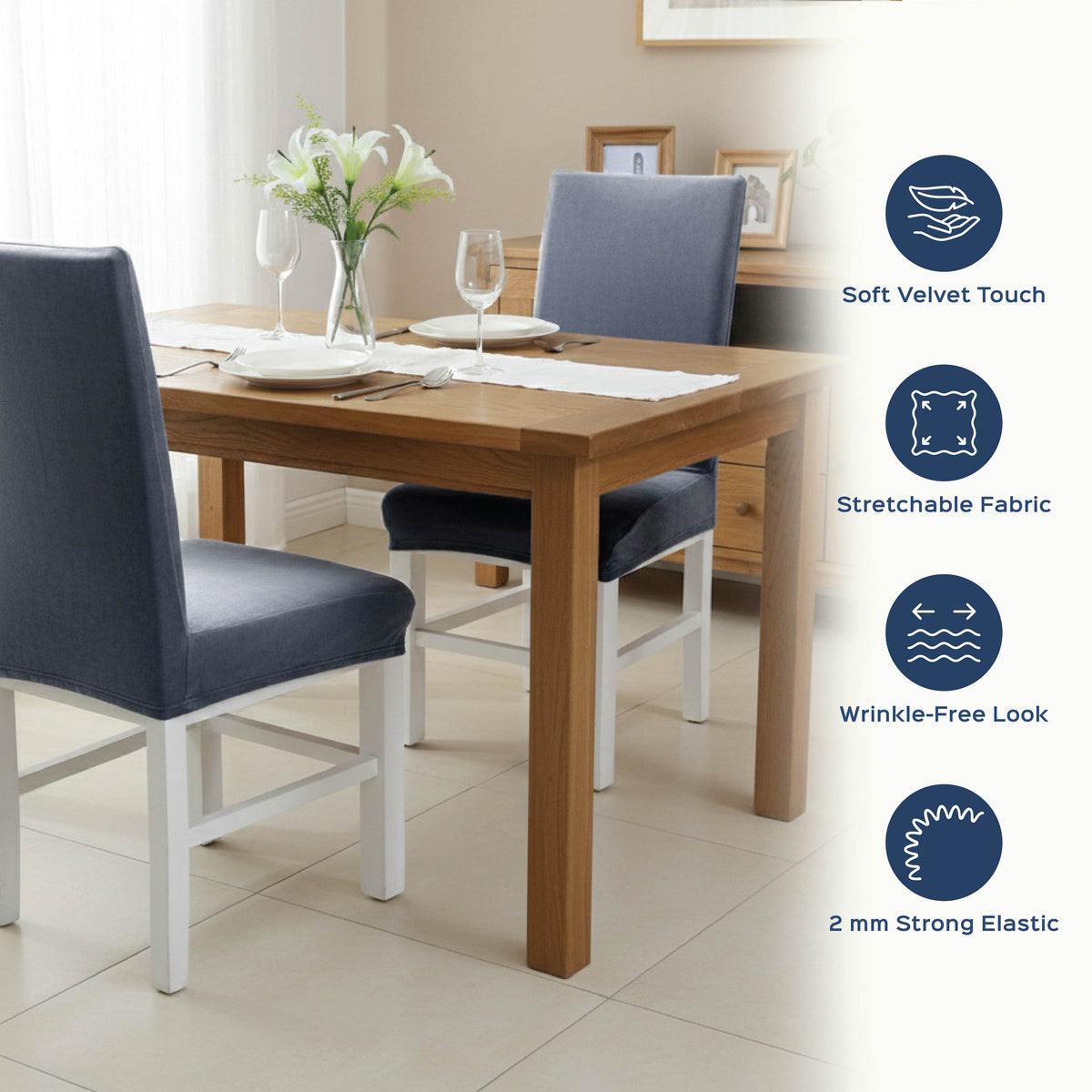 Velvet Stretchable Chair Cover - Homestrap