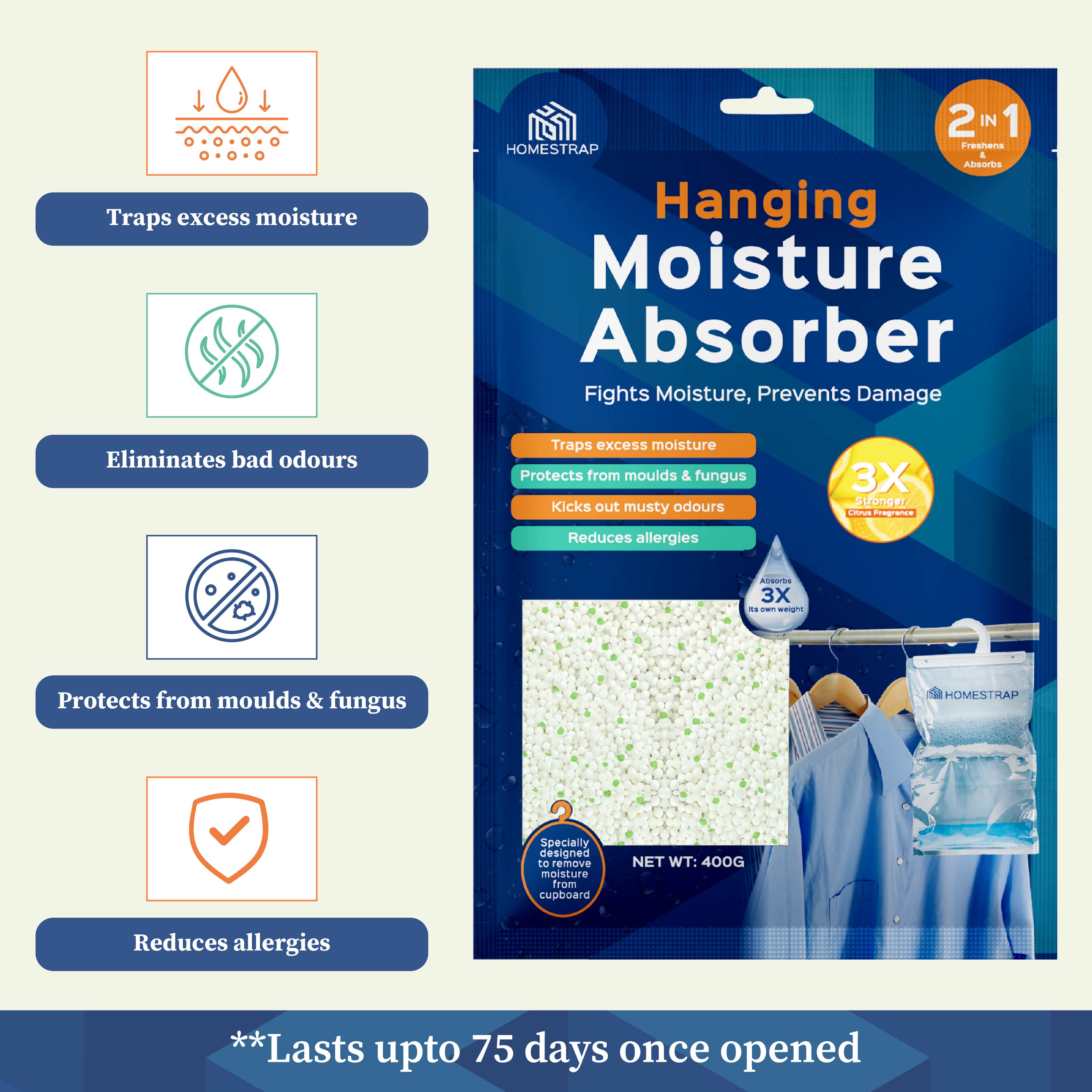 Moisture Absorber Hanging Pouch 400 Gram