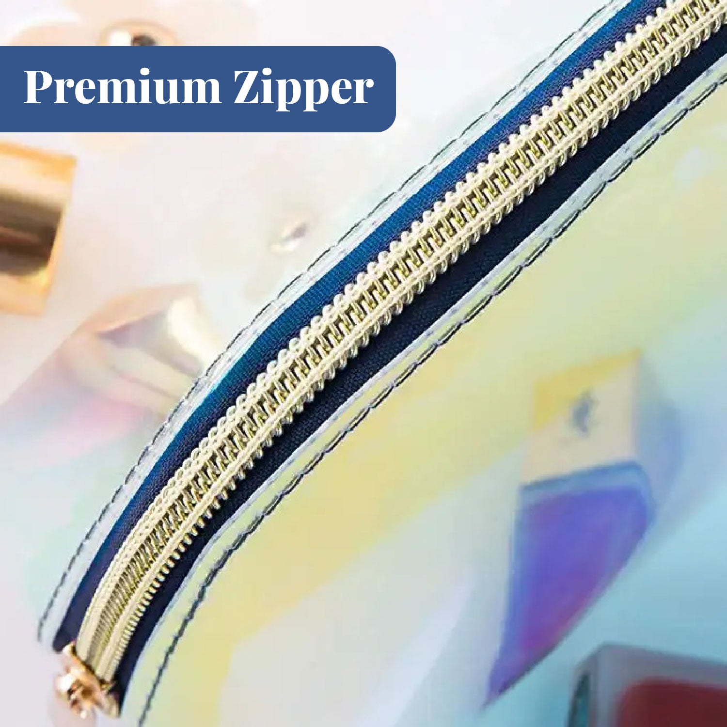 Glossy glamer | Holographic Cosmetic Travel Handbag Pouch with Zipper