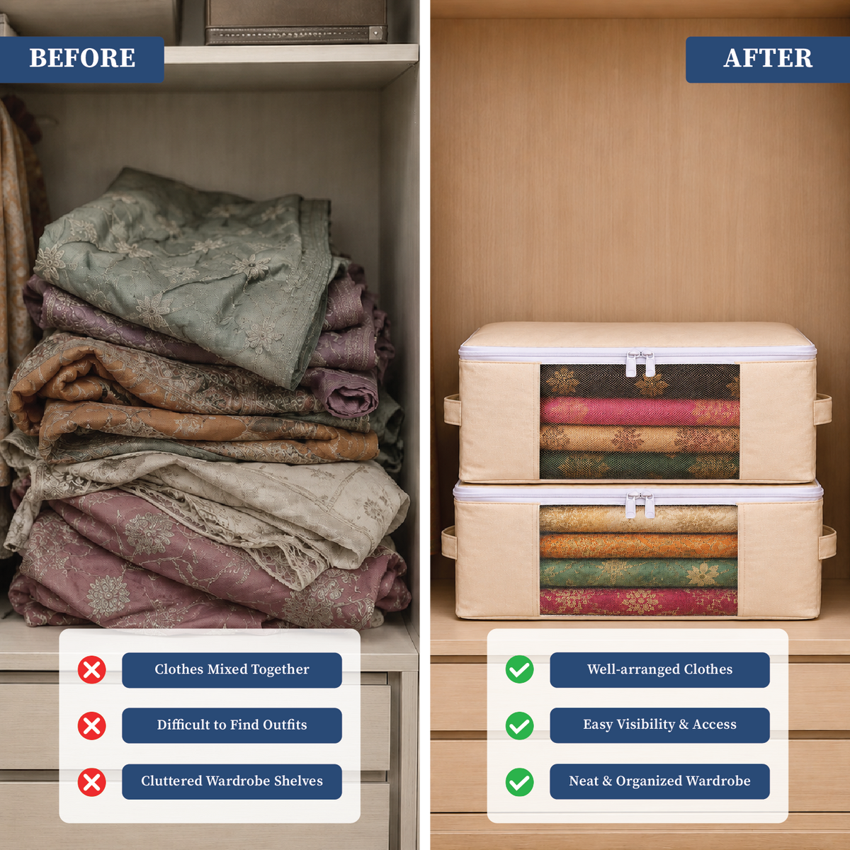 Cotton Clothes Storage Organizer - Homestrap