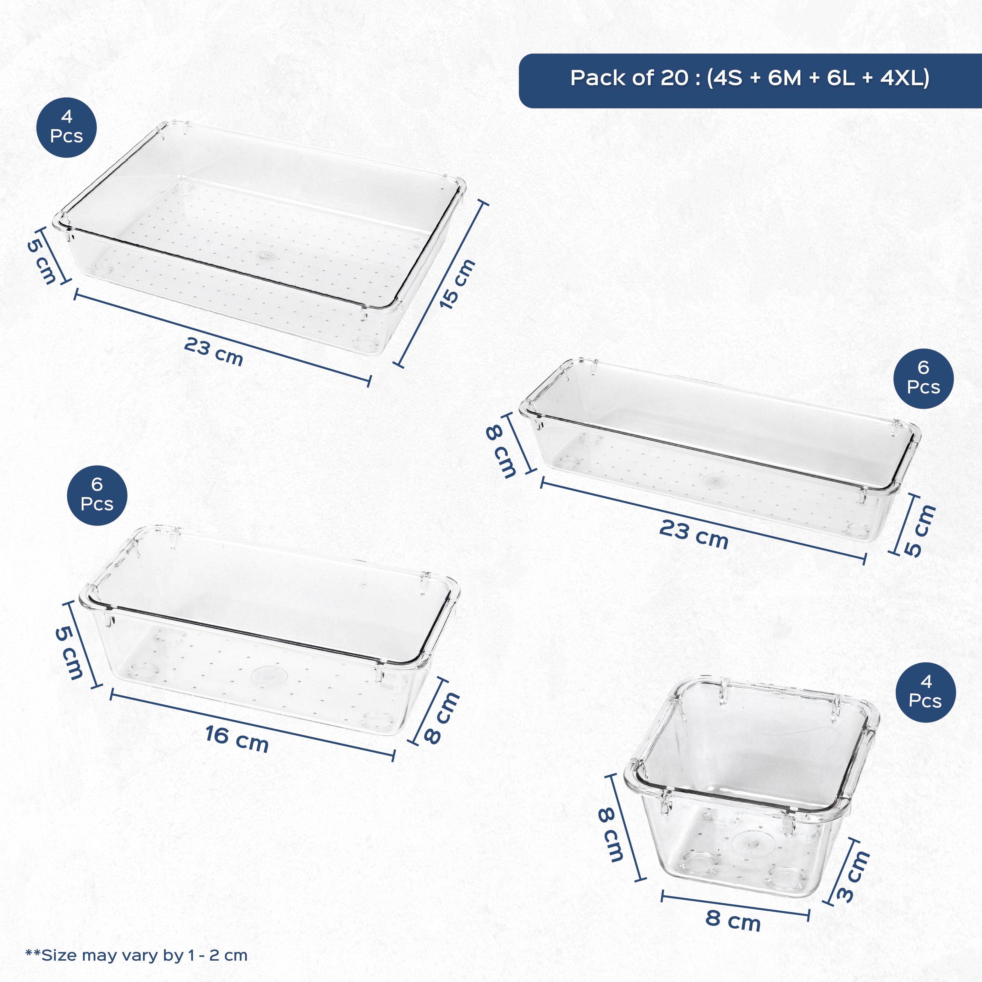 Acrylic Drawer Organizer Set of 20