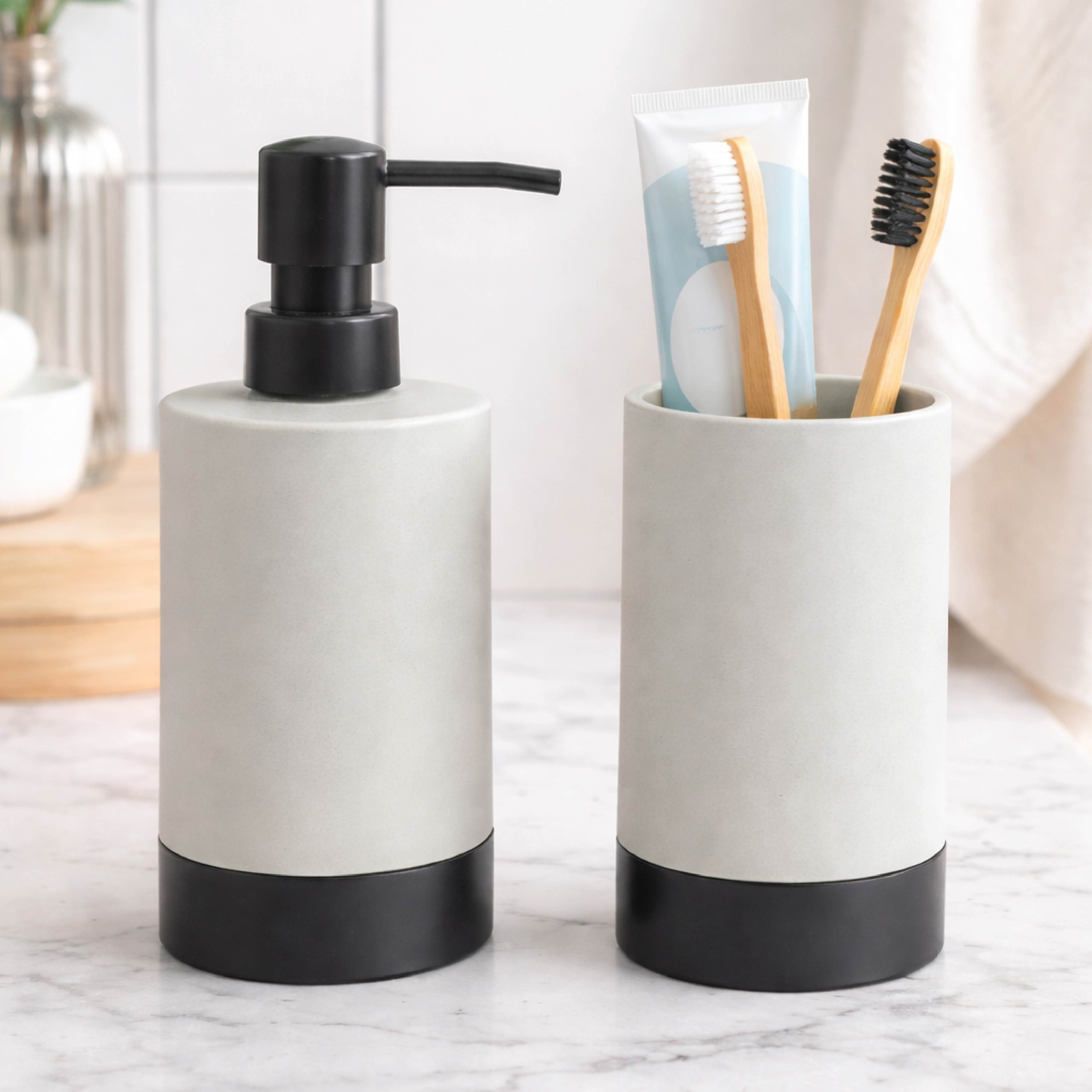 Dual Tone Soap Dispenser & Tumbler Set - Homestrap