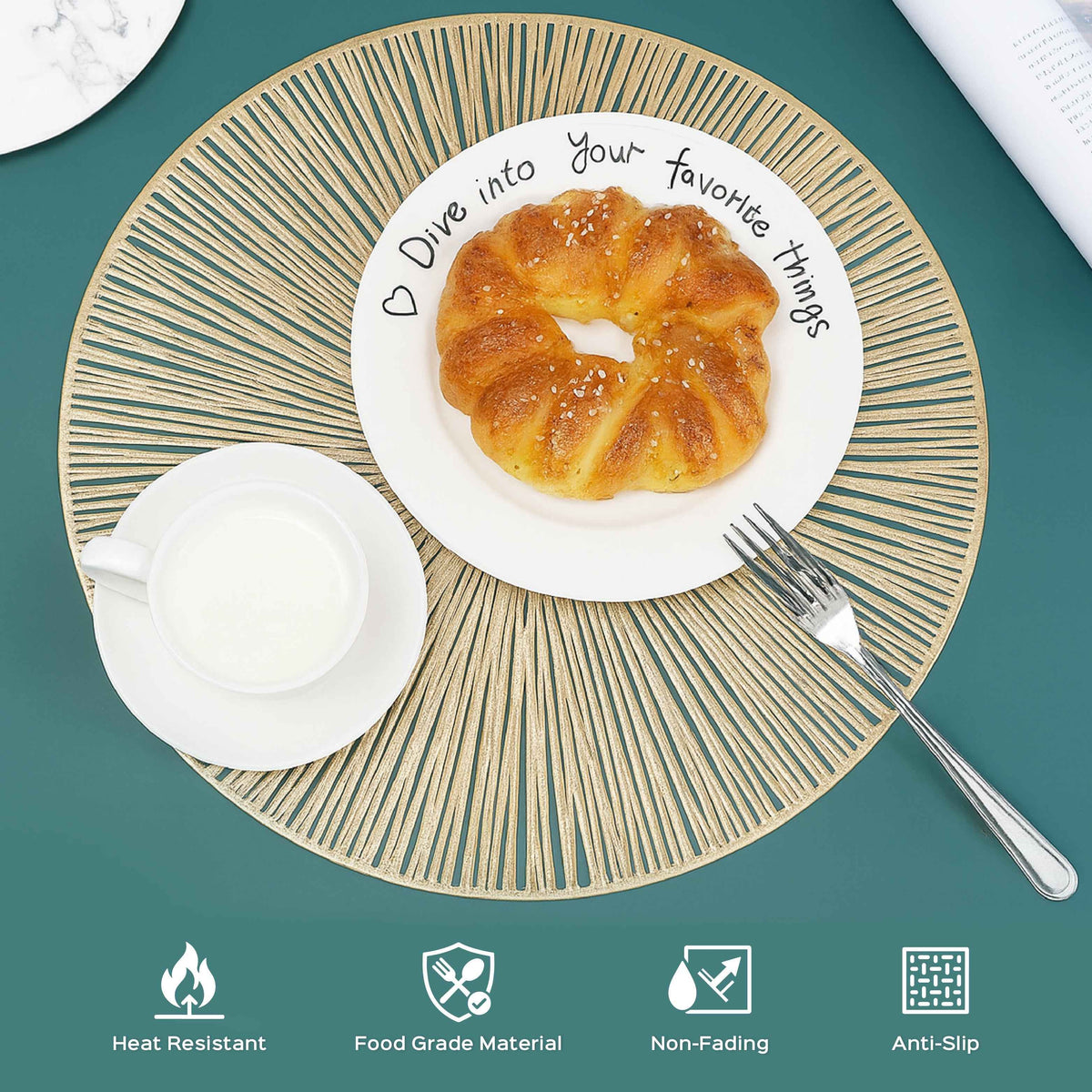Decorative Round Dinning Table Placemats Set of 6