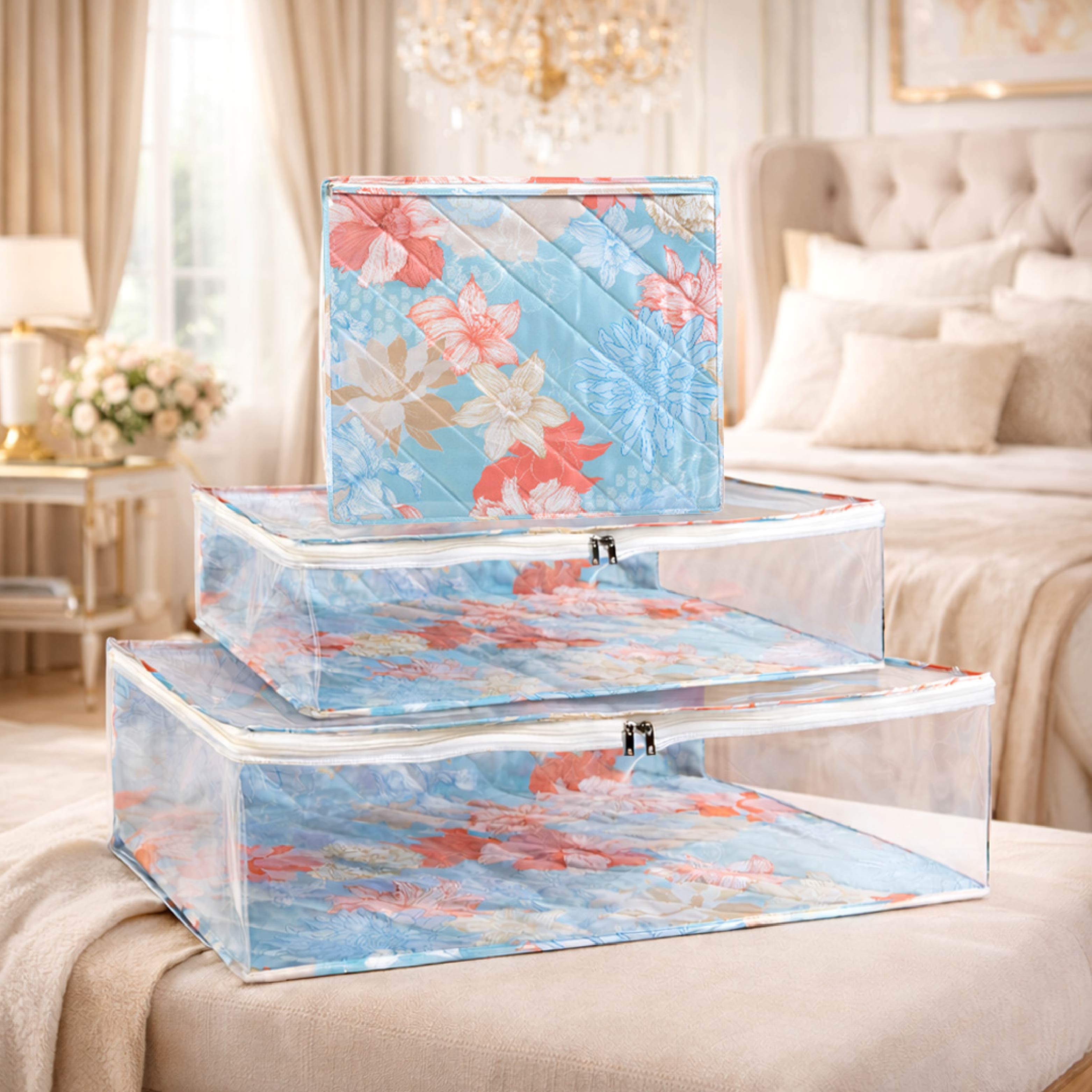 Gulmohar Cloth Organizer Set –  4 Piece Premium Bridal & Wardrobe Storage Combo