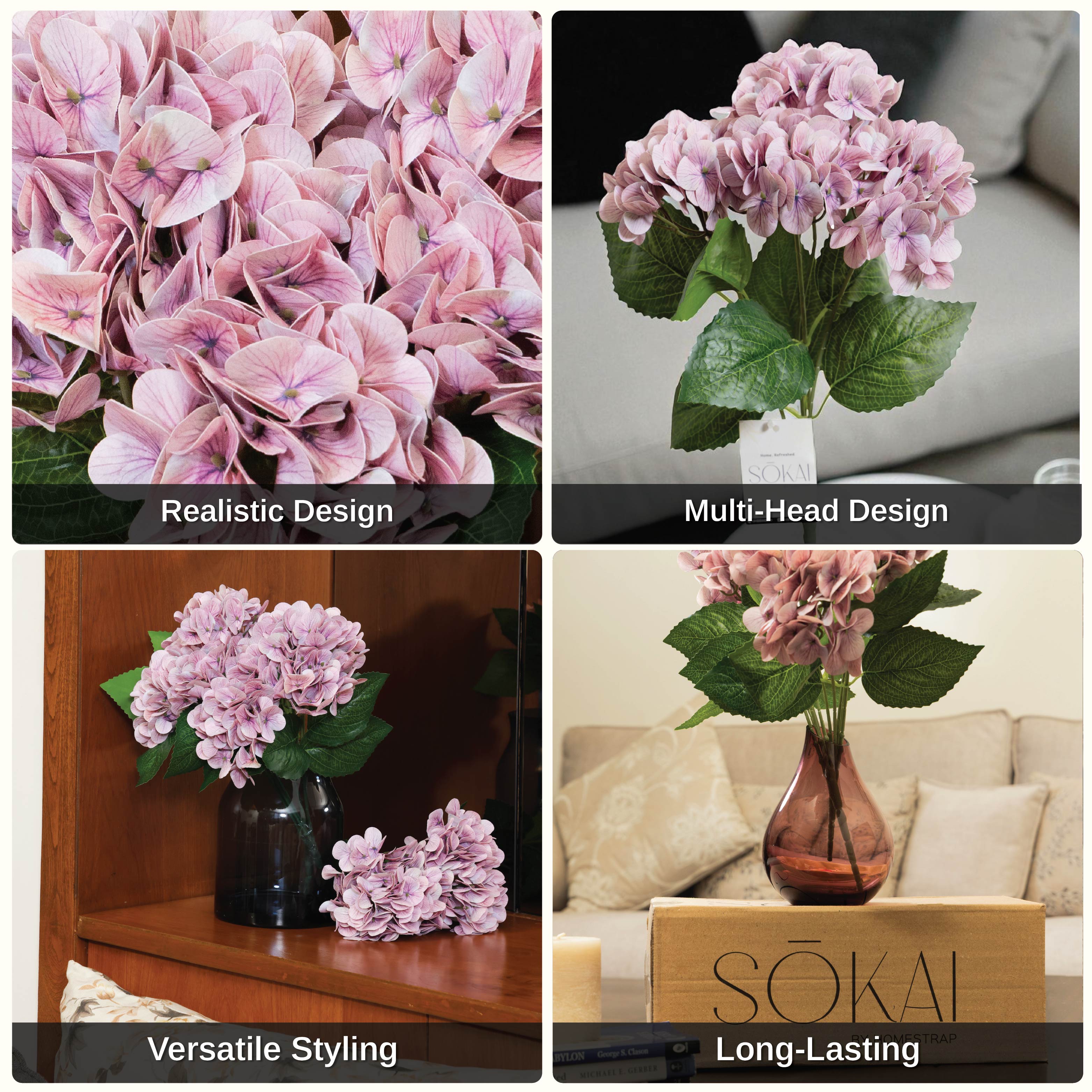 Sokai Hydrangea Flower Ball Stems - Set of 2