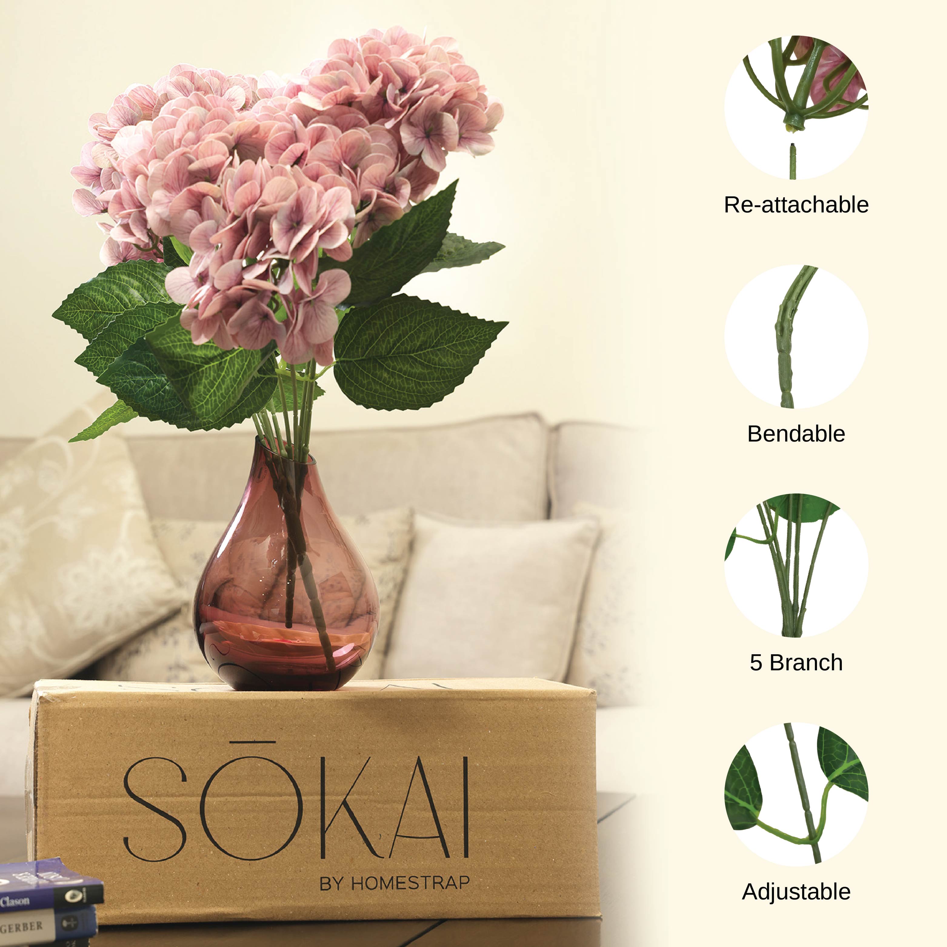 Sokai Hydrangea Flower Ball Stems - Set of 2
