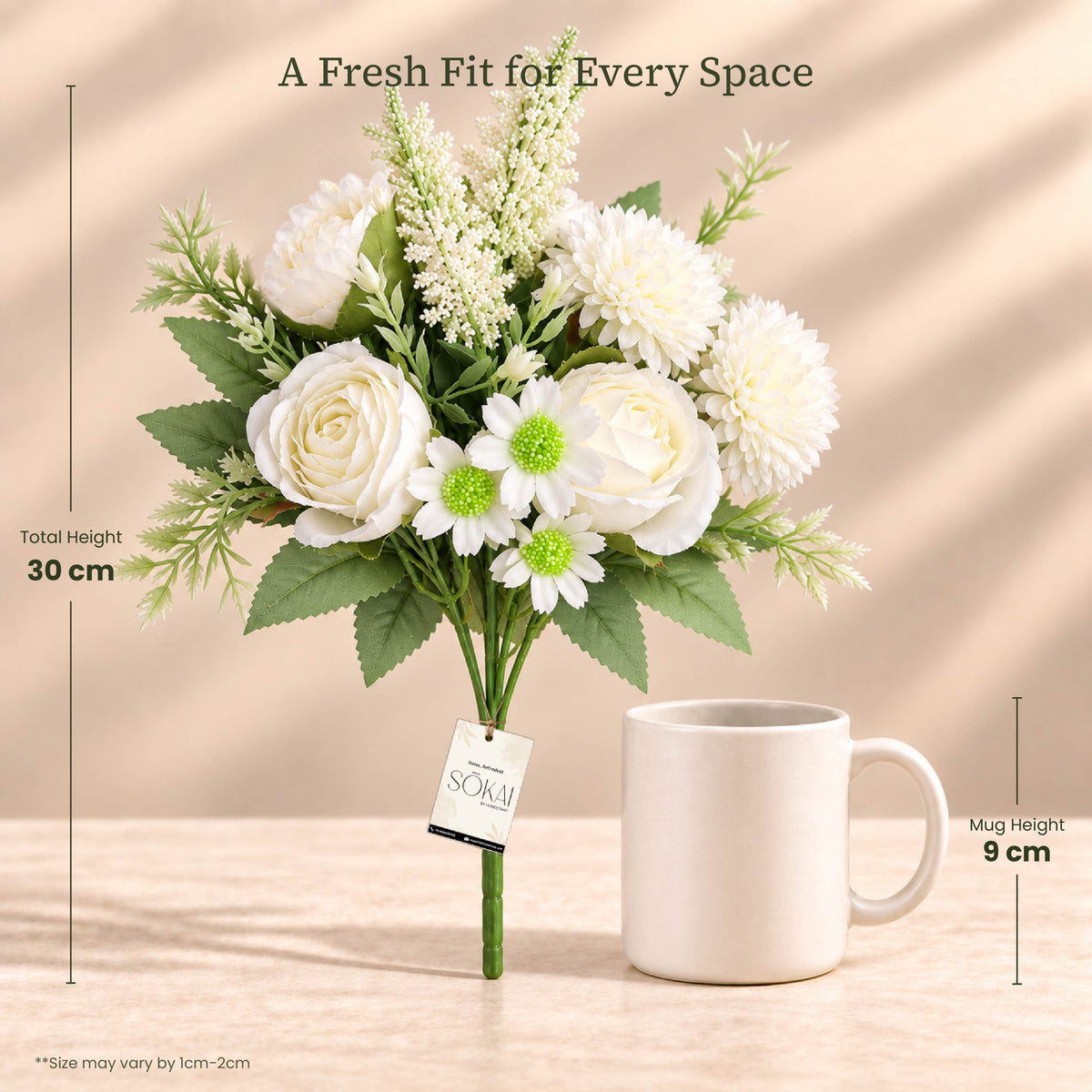 Ivory Garden Mixed Artificial Flower Bouquet