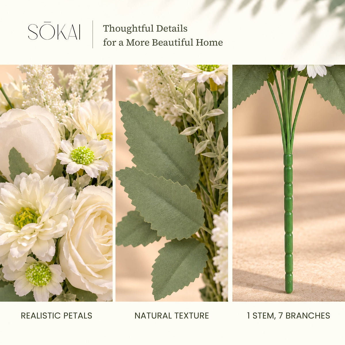 Ivory Garden Mixed Artificial Flower Bouquet