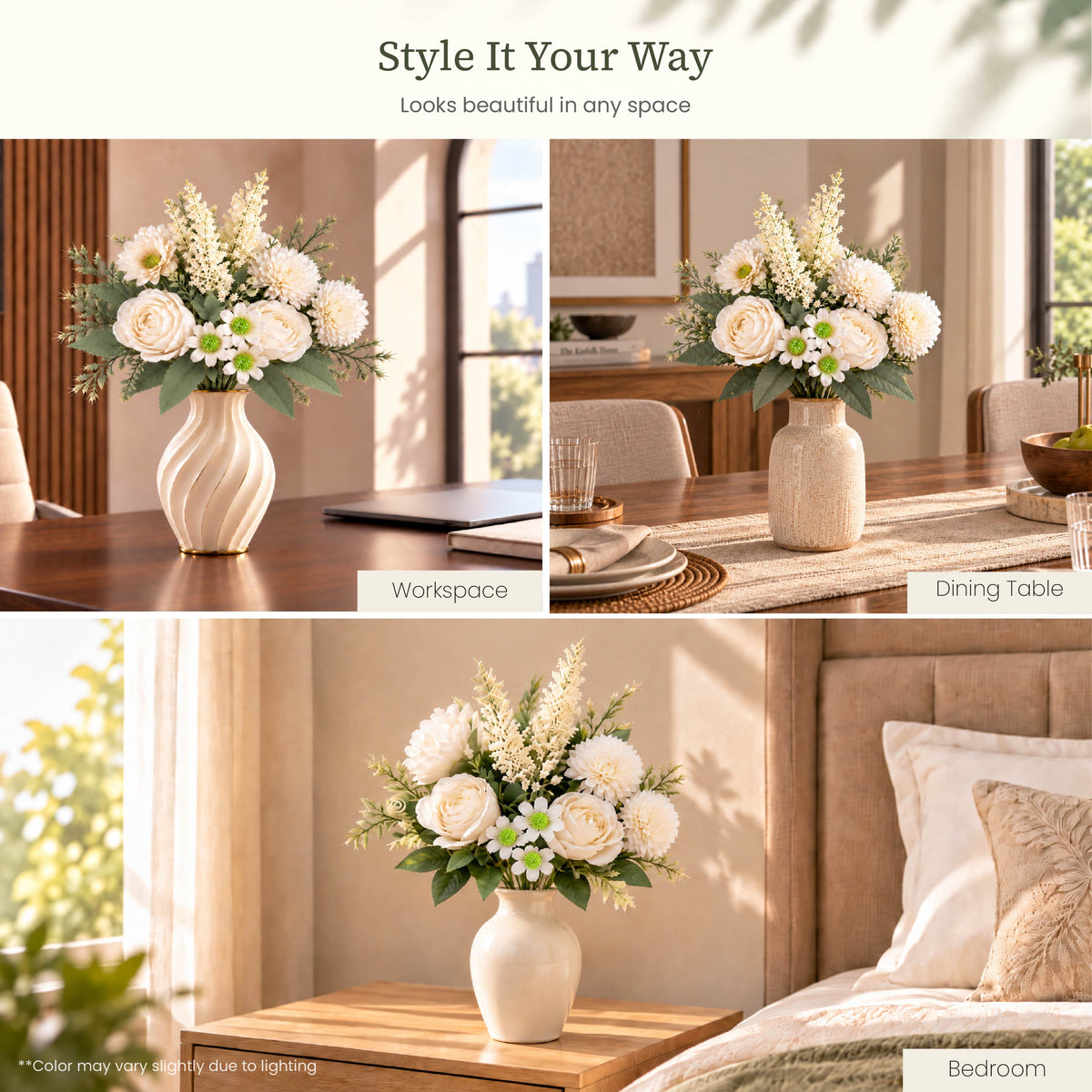 Ivory Garden Mixed Artificial Flower Bouquet