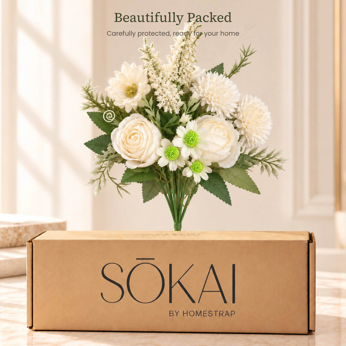 Ivory Garden Mixed Artificial Flower Bouquet