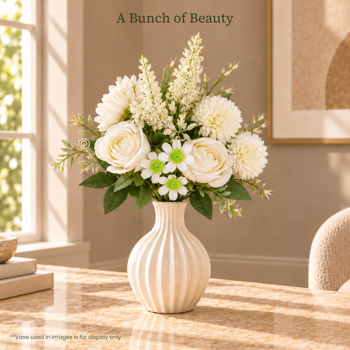 Ivory Garden Mixed Artificial Flower Bouquet