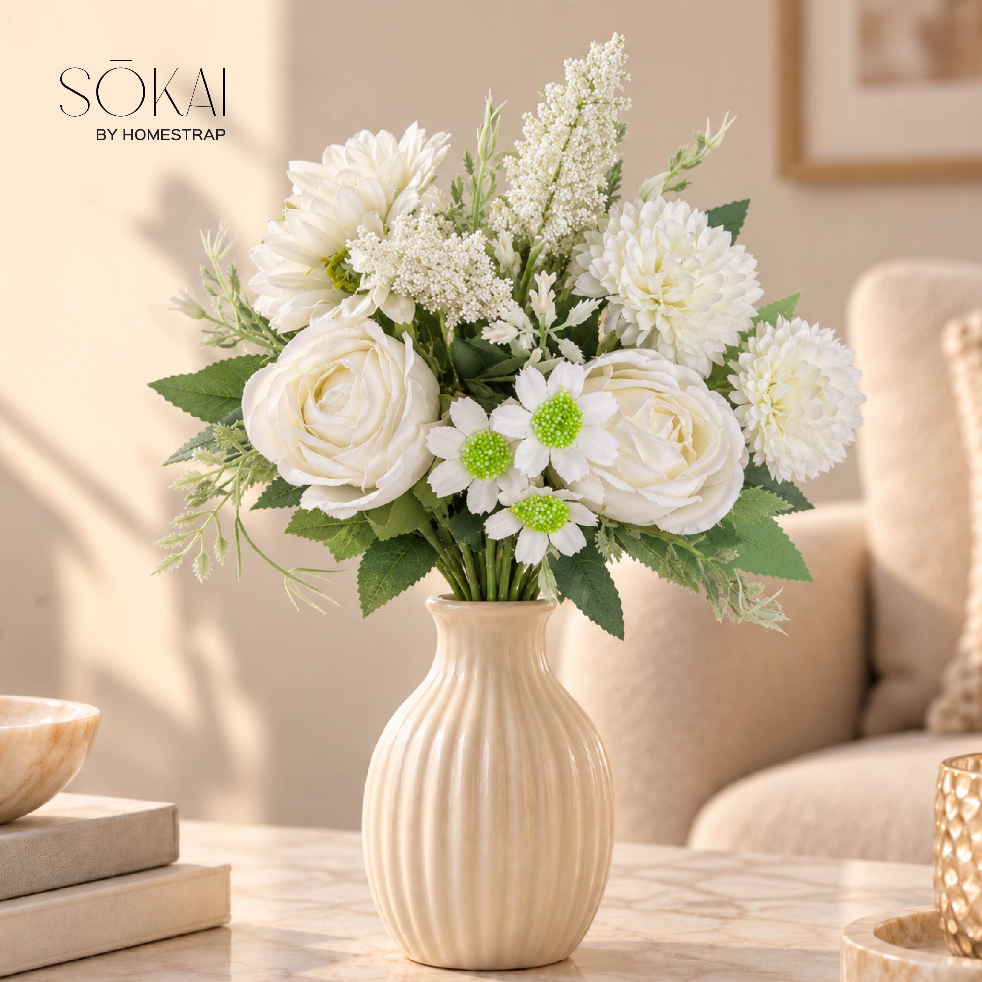 Ivory Garden Mixed Artificial Flower Bouquet