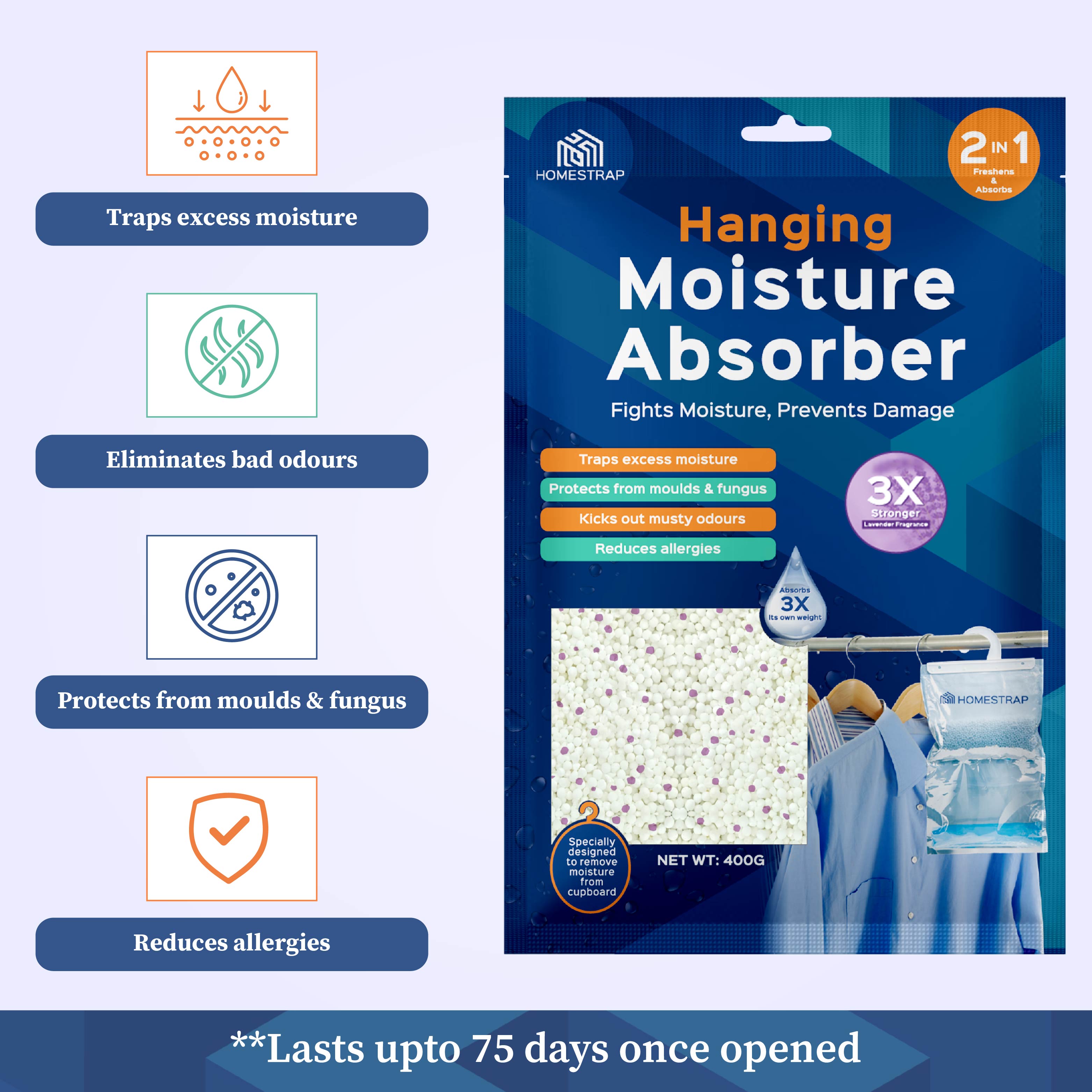 Moisture Absorber Hanging Pouch 400 Gram