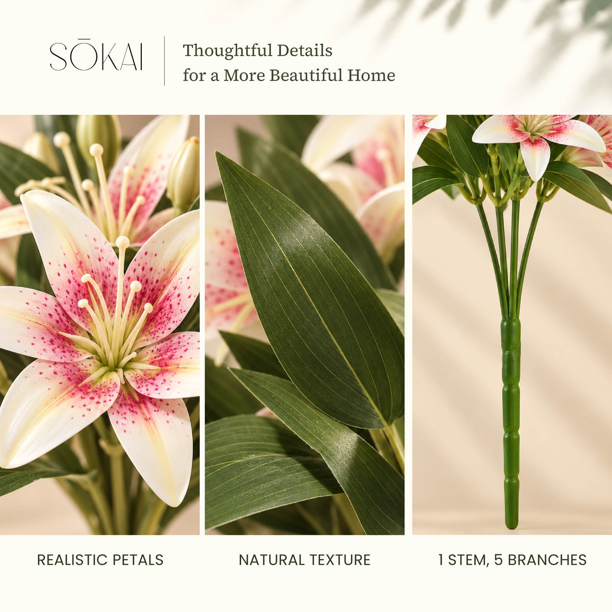 Soft Ivory Lily Artificial Flower Bunch
