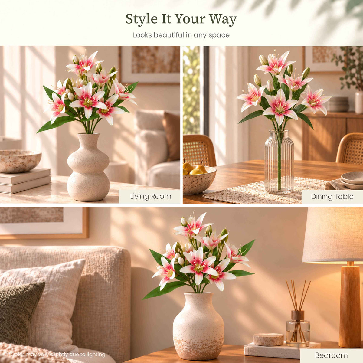 Soft Ivory Lily Artificial Flower Bunch