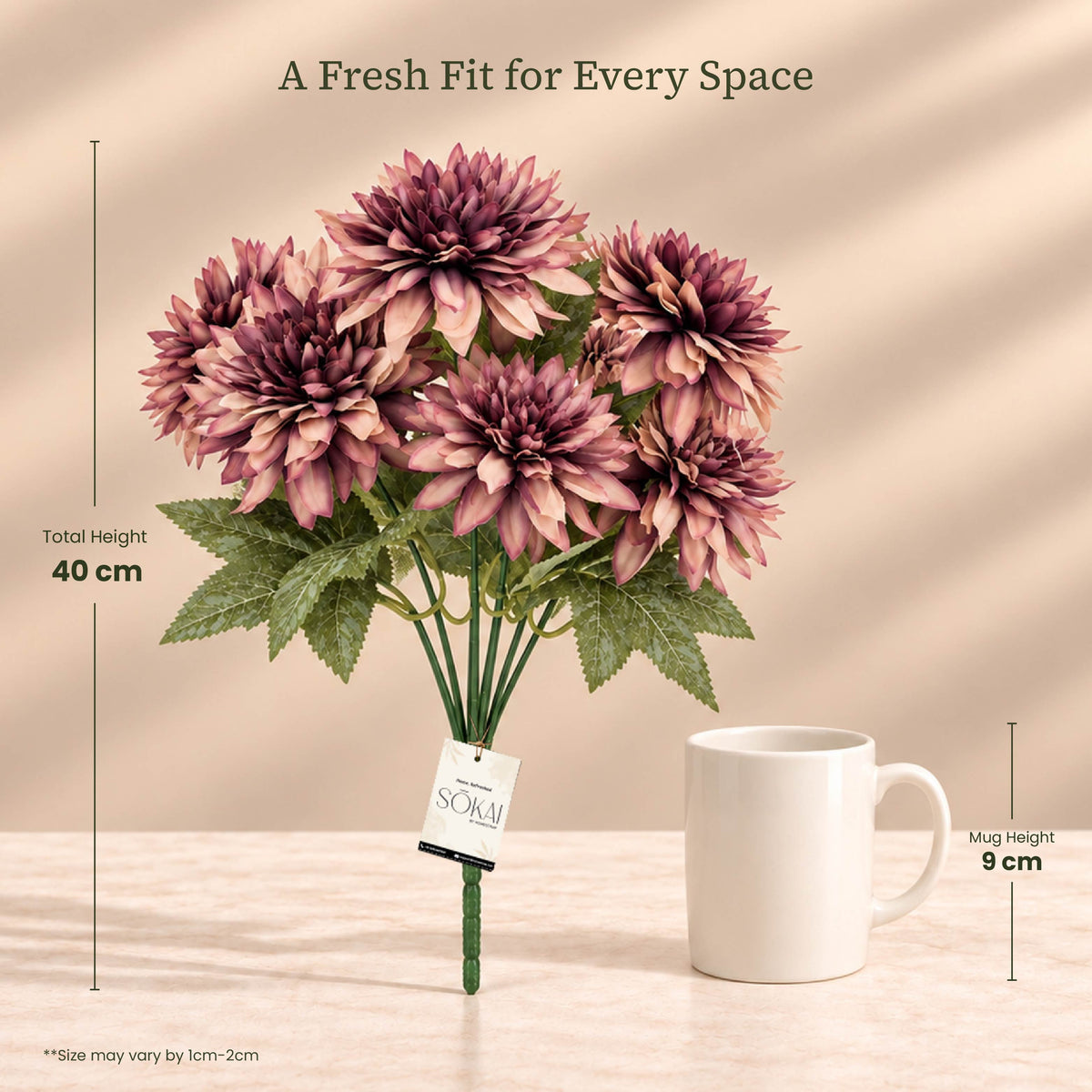 Mauve Dahlia Artificial Flower Bunch