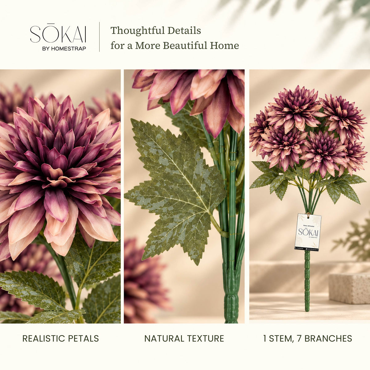 Mauve Dahlia Artificial Flower Bunch