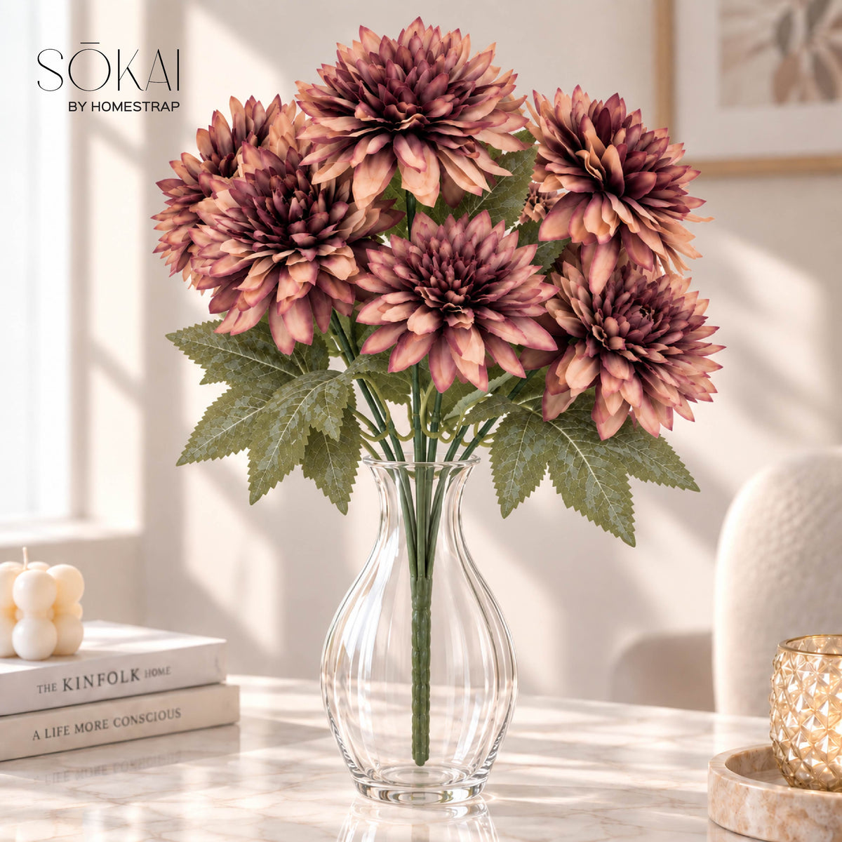 Mauve Dahlia Artificial Flower Bunch