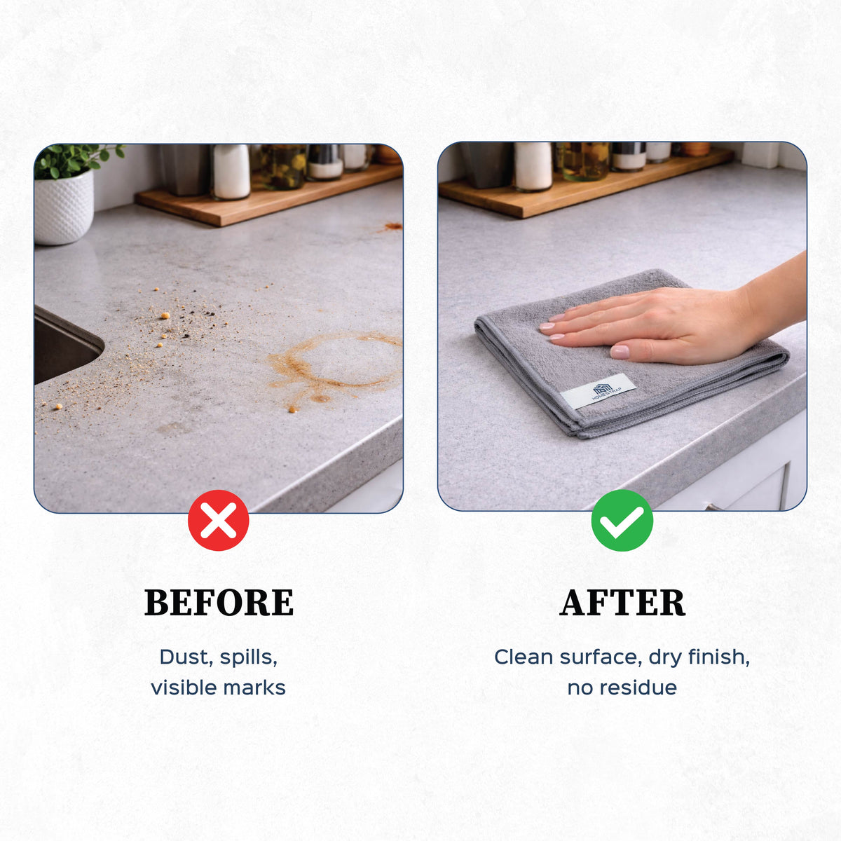 Grey Microfiber Cleaning Cloth Set of 2 - Homestrap