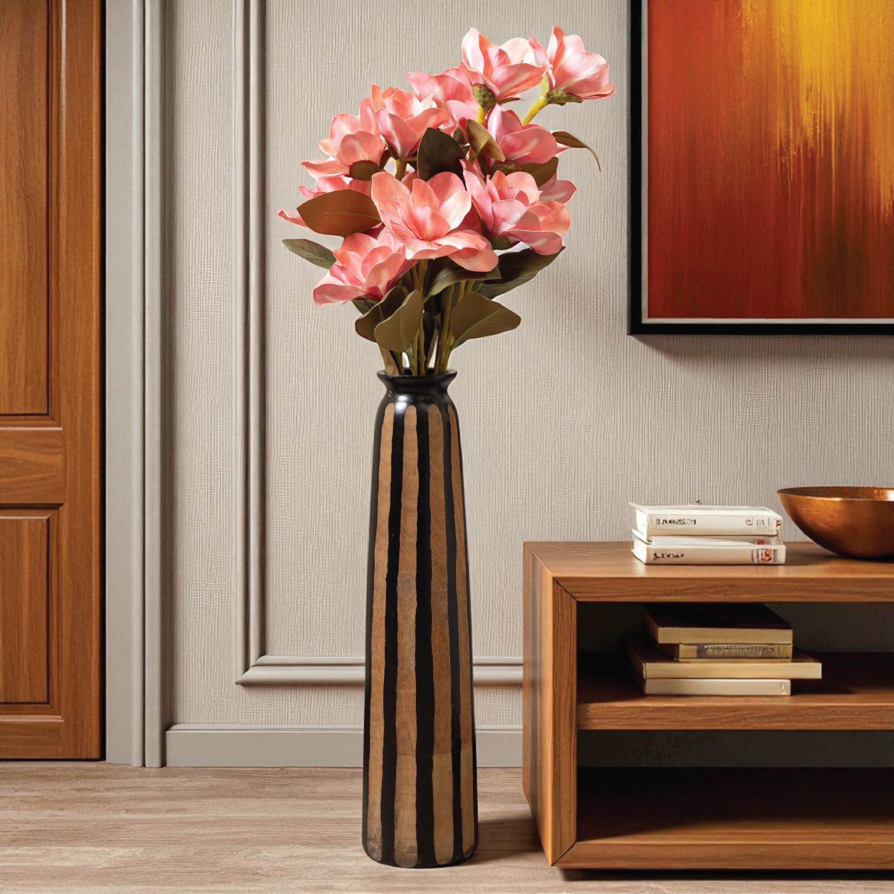 Sokai Coral Pink Magnolia Long Stem Flower -Set of 2