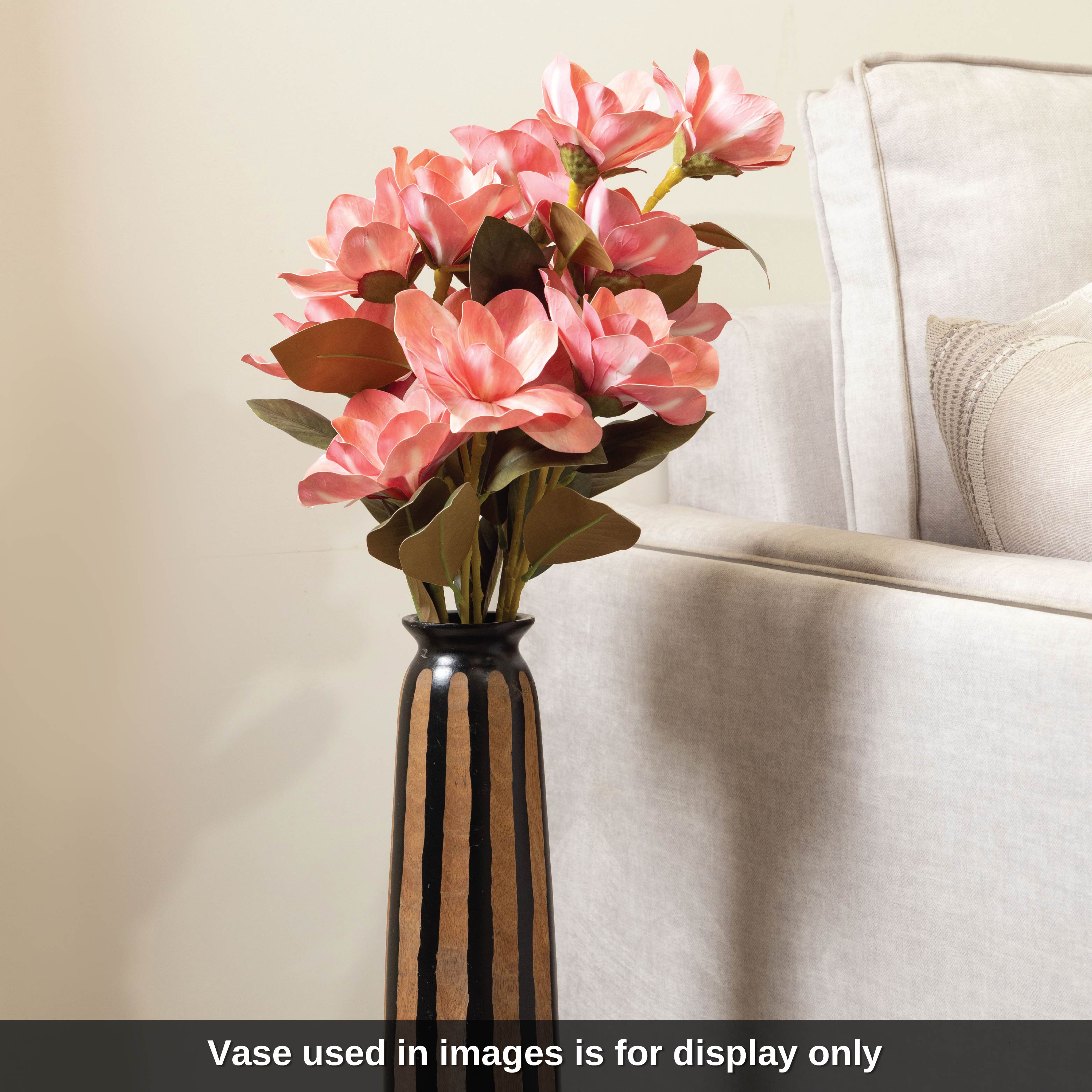 Sokai Coral Pink Magnolia Long Stem Flower -Set of 2