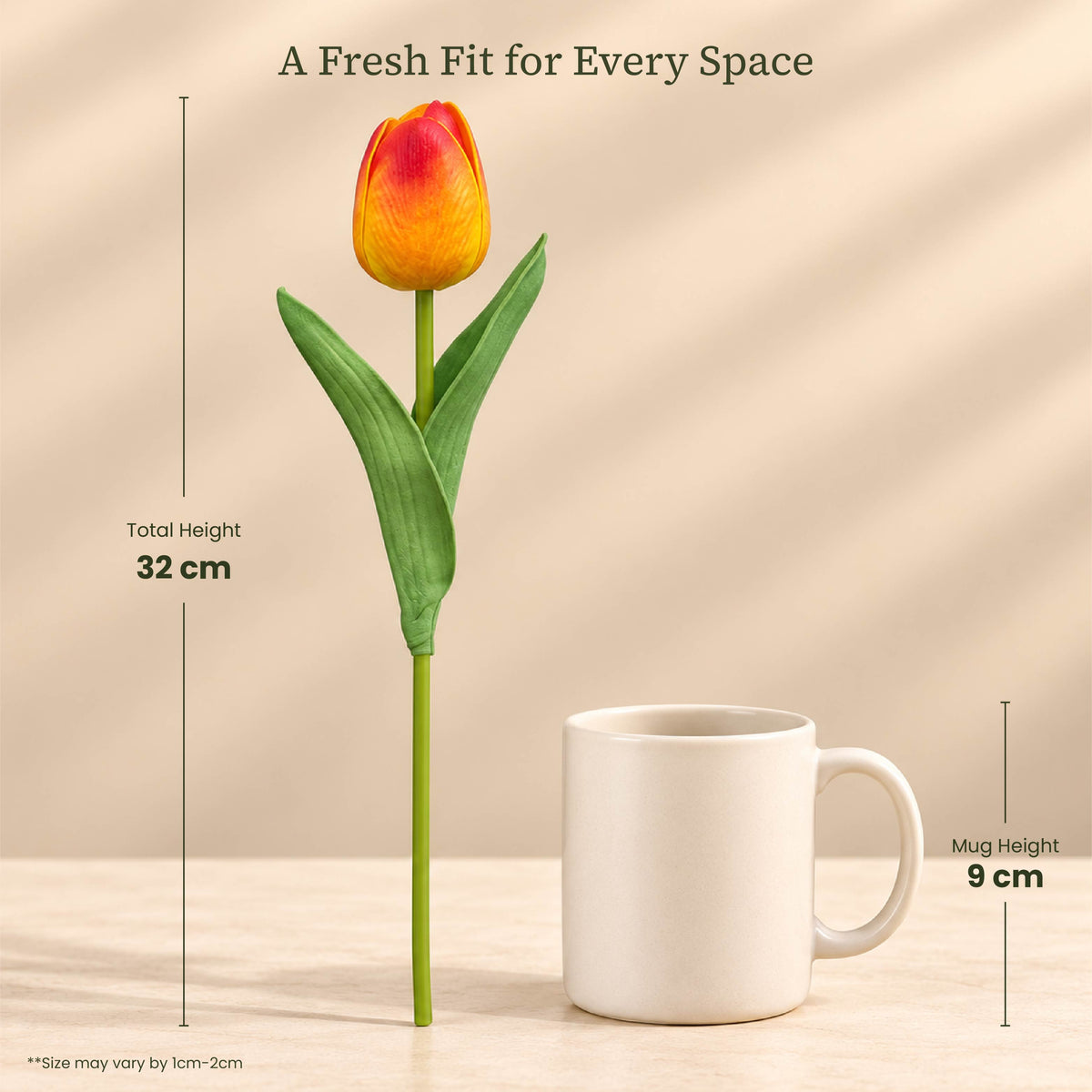 Sunset Orange Tulip Artificial Flower Stem | Set of 10
