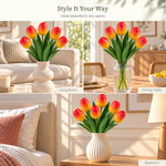 Sunset Orange Tulip Artificial Flower Stem | Set of 10