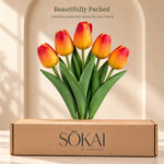 Sunset Orange Tulip Artificial Flower Stem | Set of 10