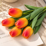 Sunset Orange Tulip Artificial Flower Stem | Set of 10