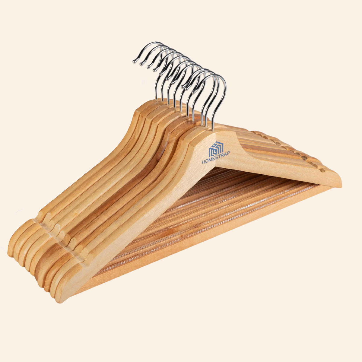 Premium Wooden Anti-Slip Hanger |  Wooden Anti-Slip Silicone Teeth Hanger