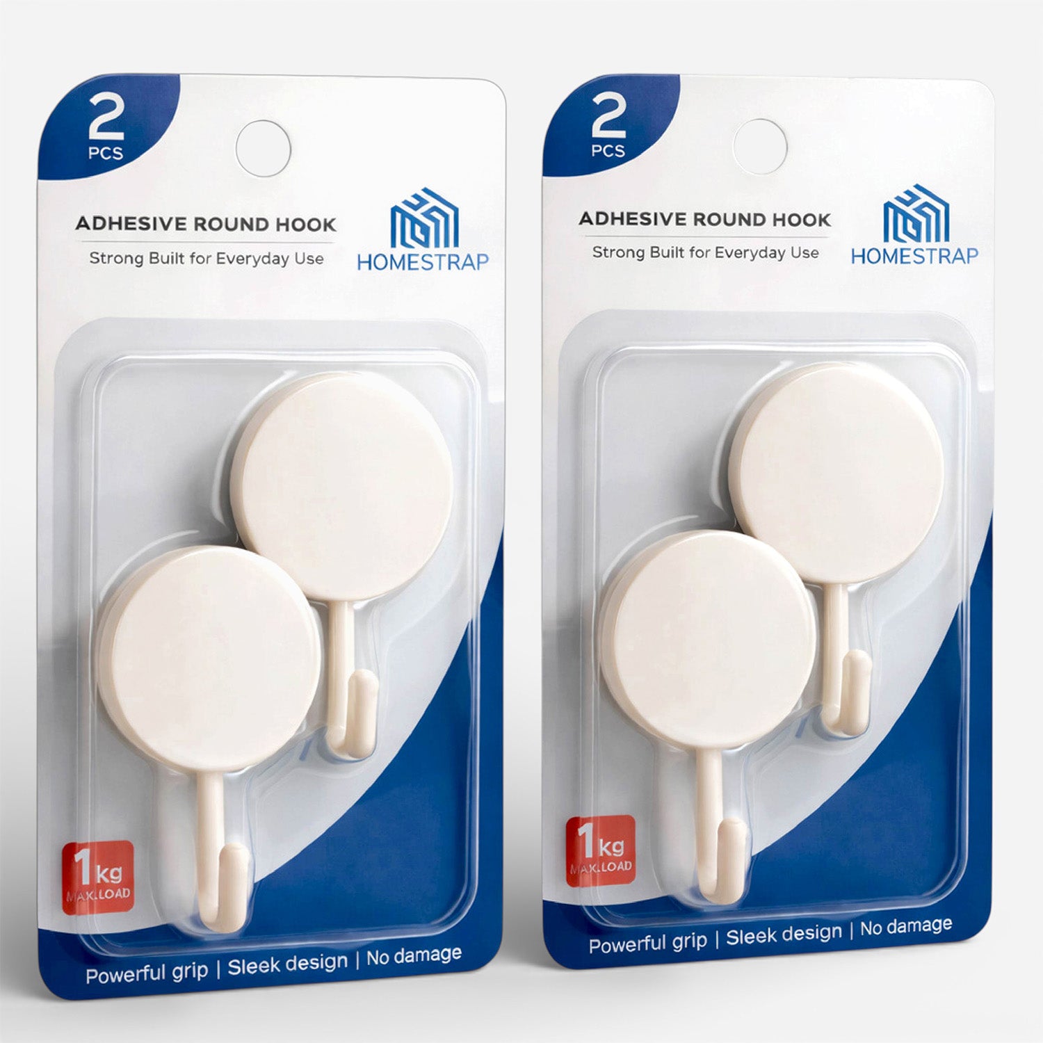 Round Self Adhesive 2 Wall Hooks|Set of 2