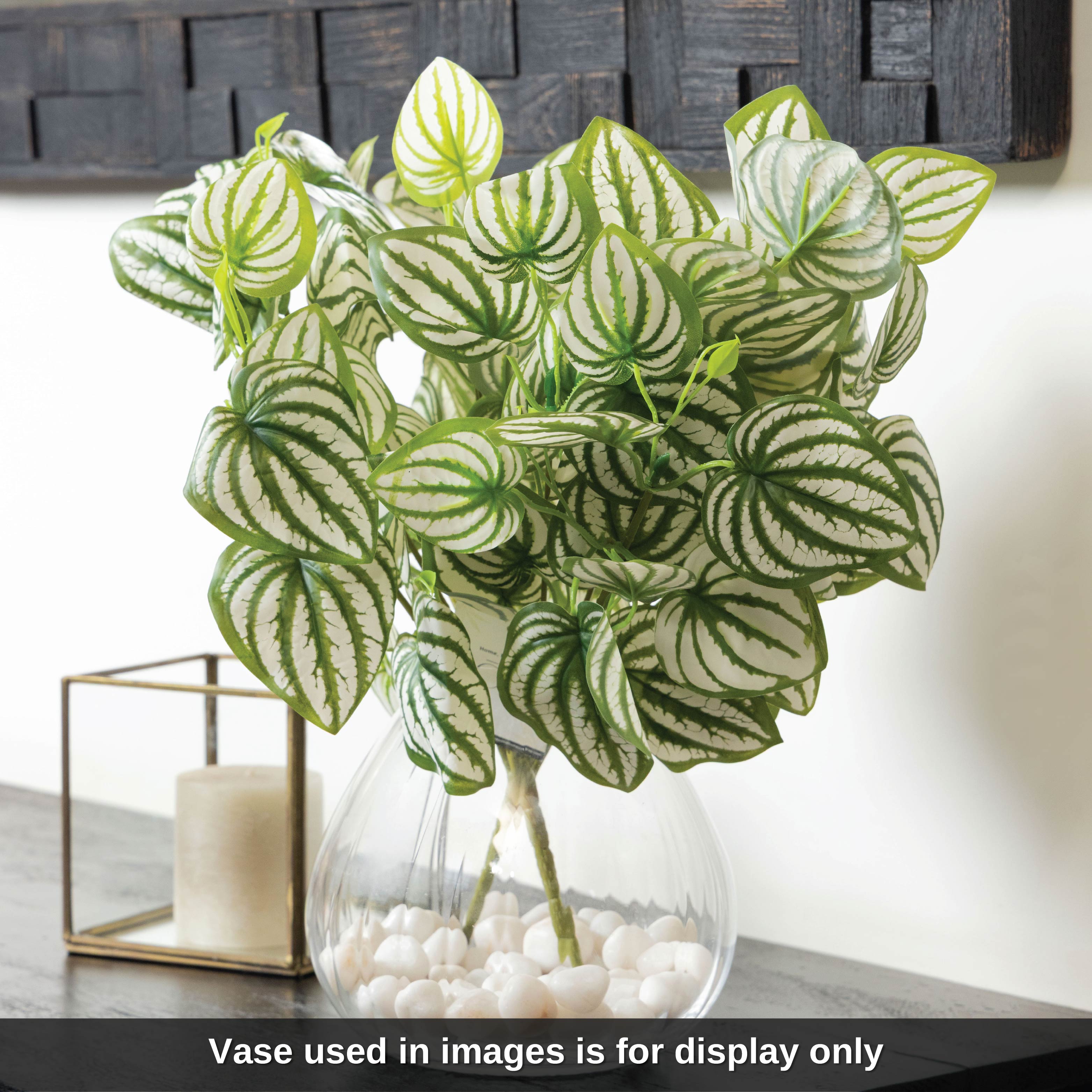 Sokai Green & White Decorative Leaf Bunch | Peperomia - Set of 3