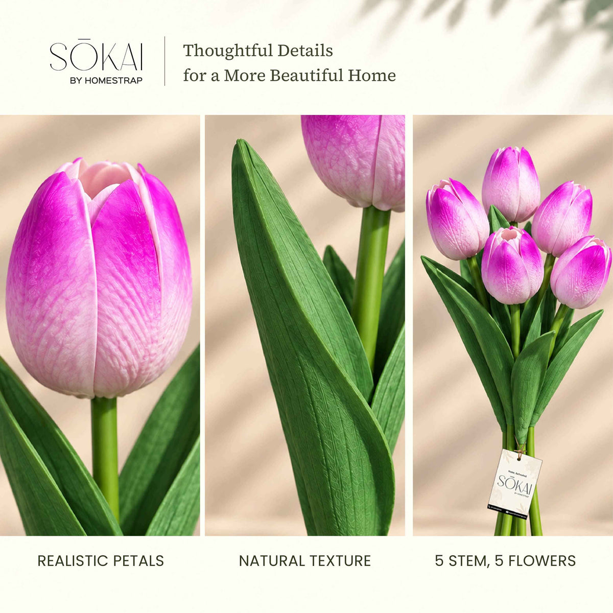 Purple Tulip Artificial Flower Stem