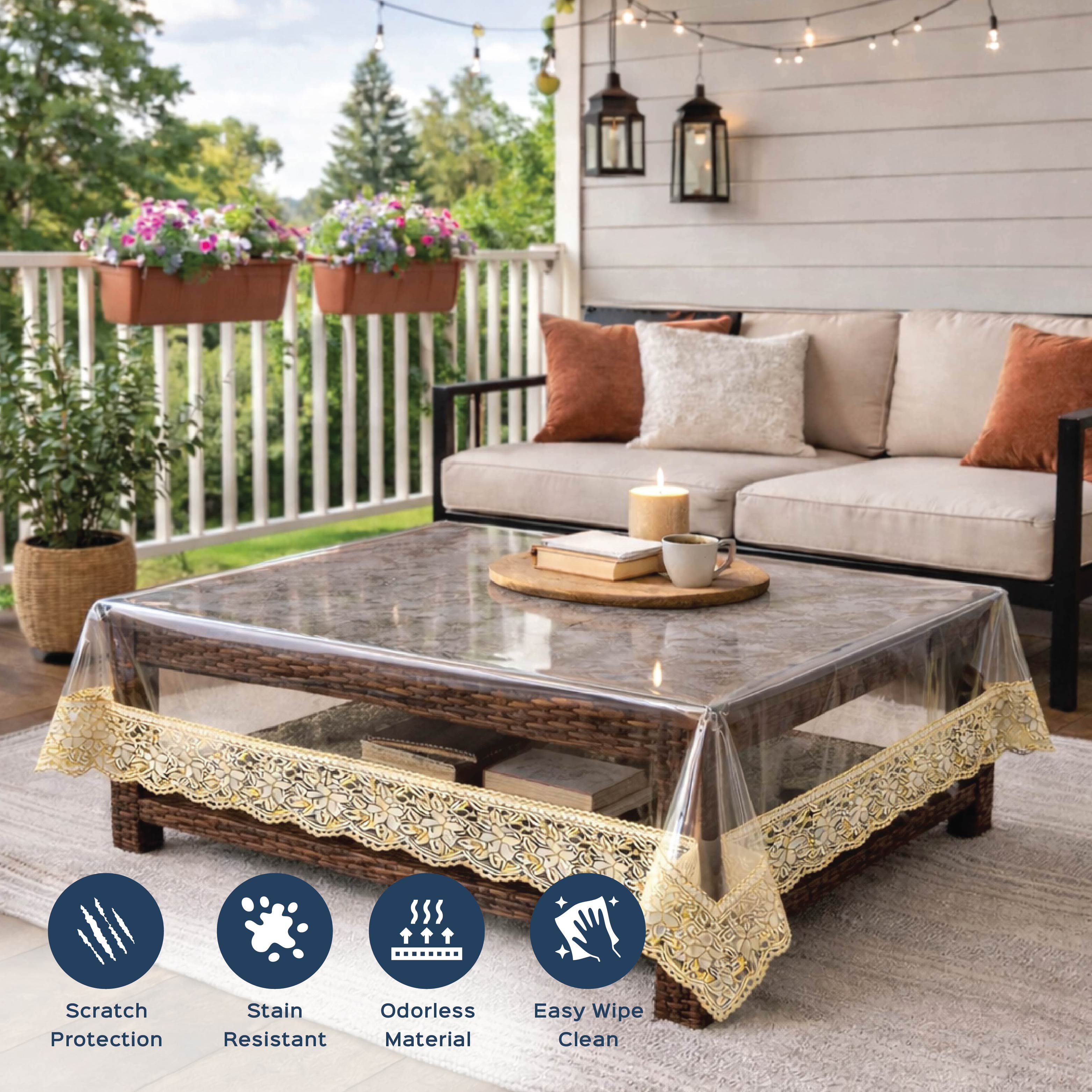 Transparent Table Cover With Lace