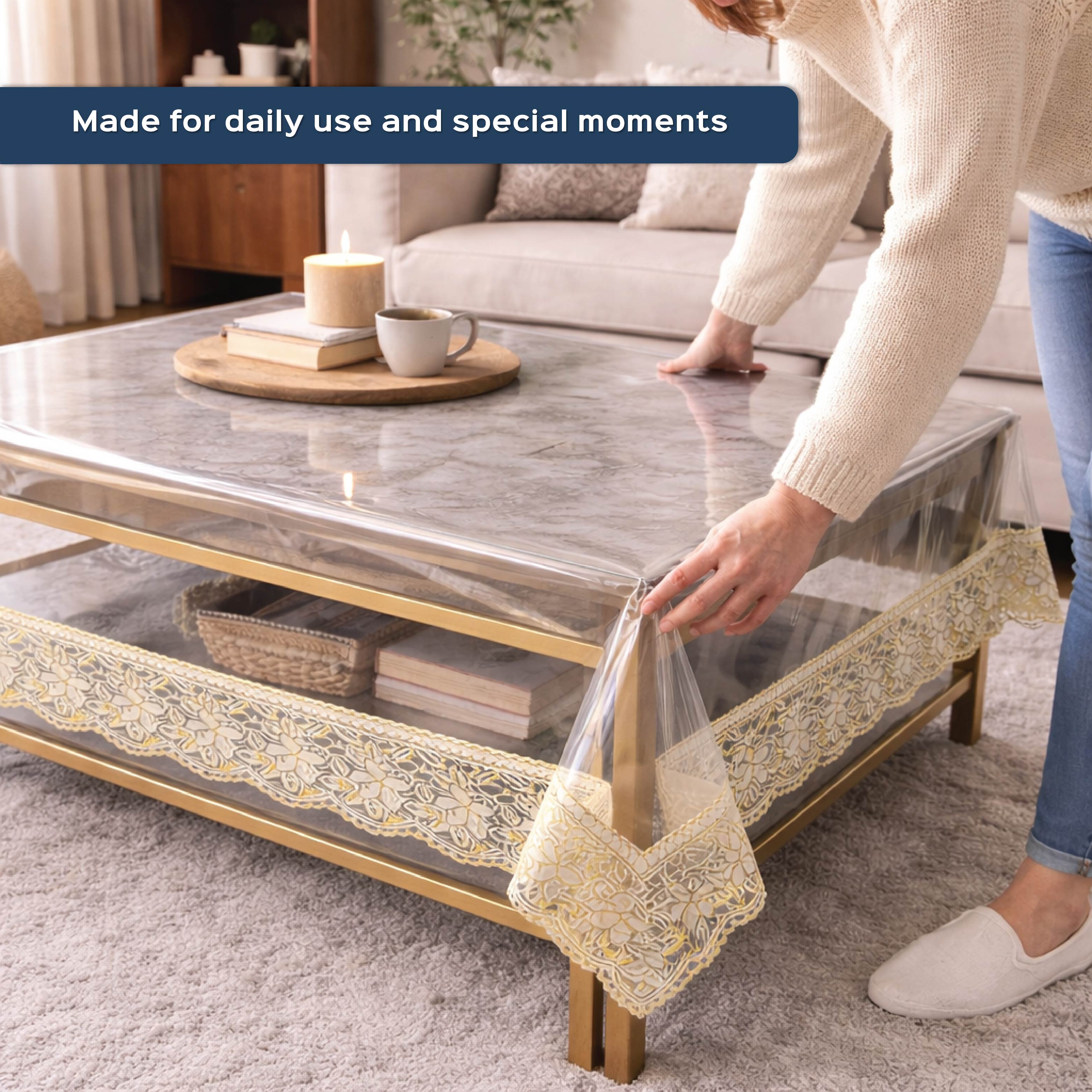 Transparent Table Cover With Lace