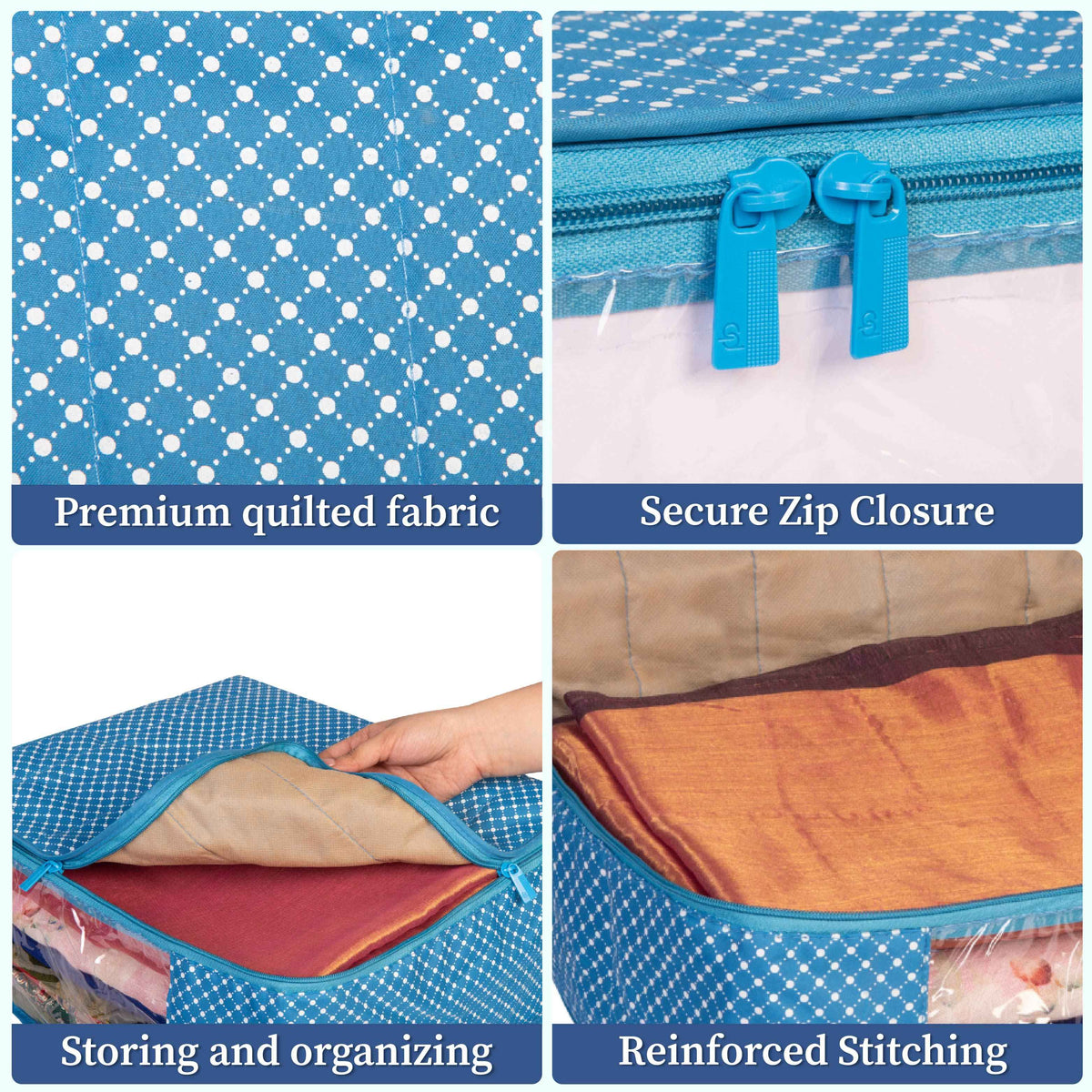 3 layer Cotton Quilted Saree Cover | Clothes Organizer