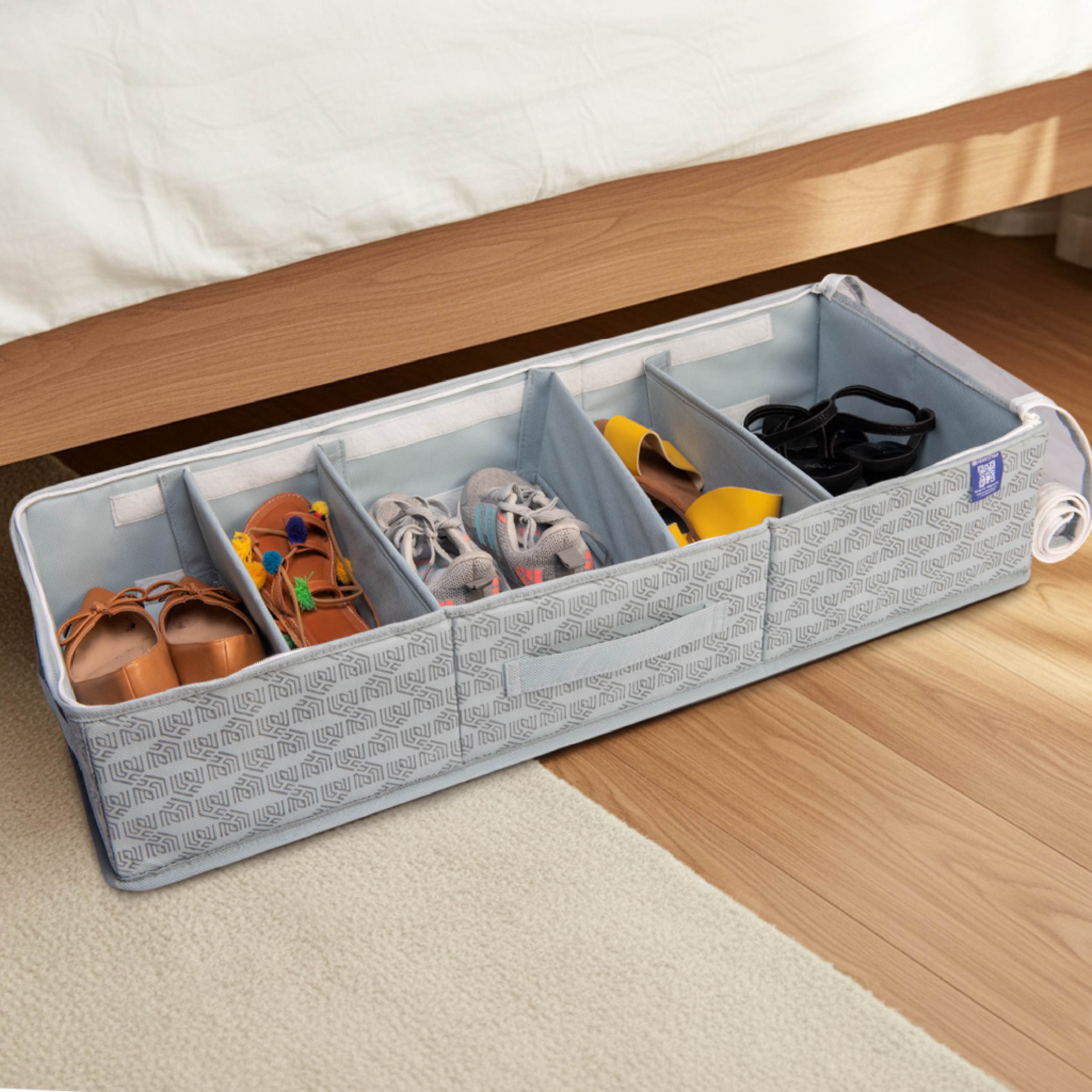 6 Section Underbed Shoe Organizer | Foldable