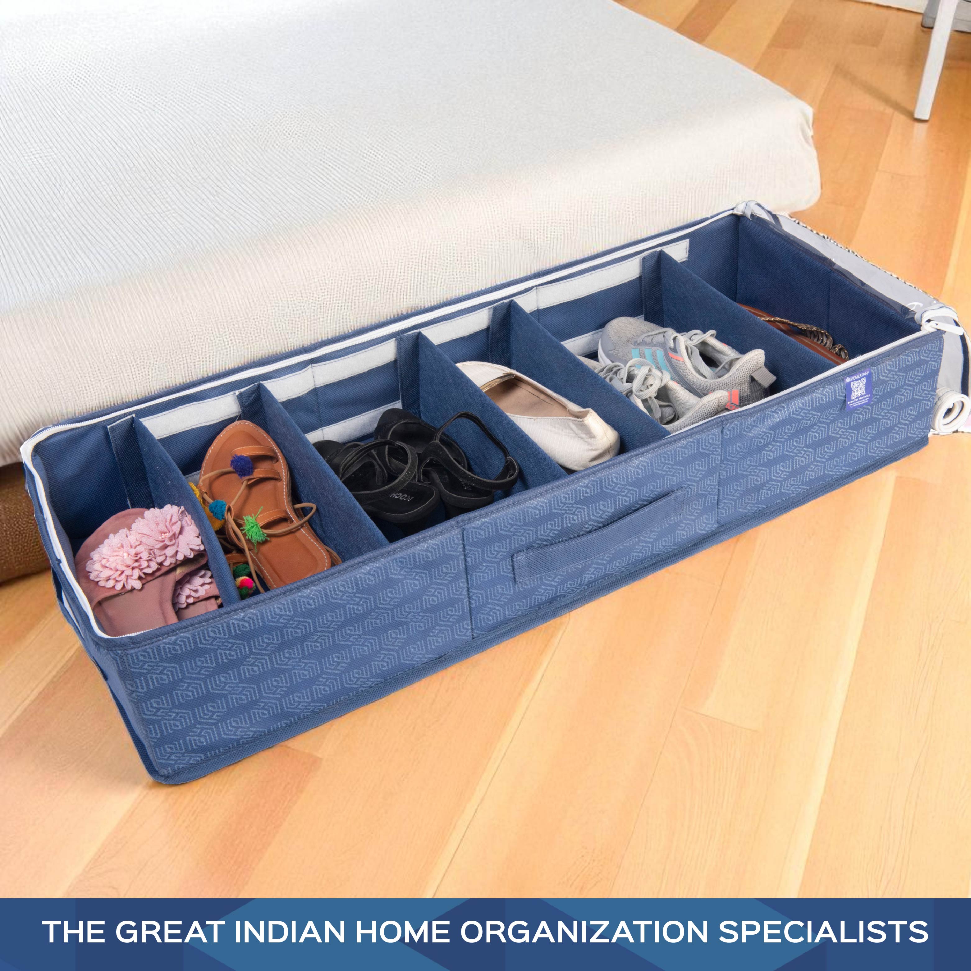 6 Section Underbed Shoe Organizer | Foldable