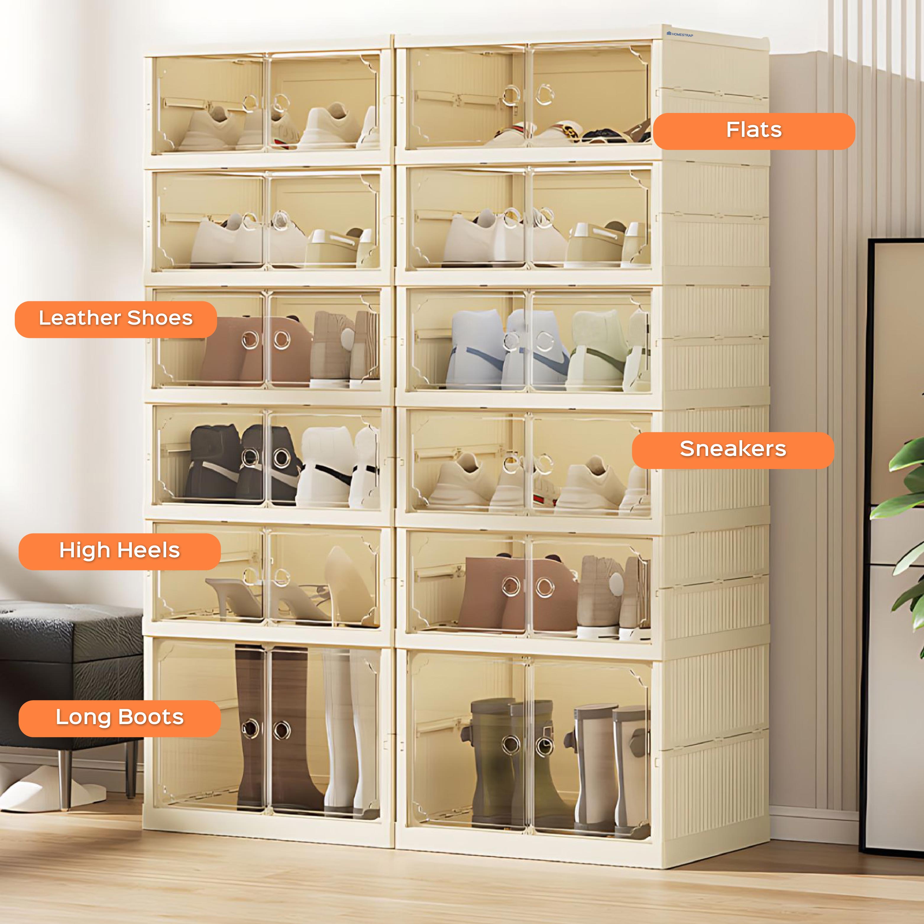 Shoe Stack Foldable Shoe Storage with Wheels