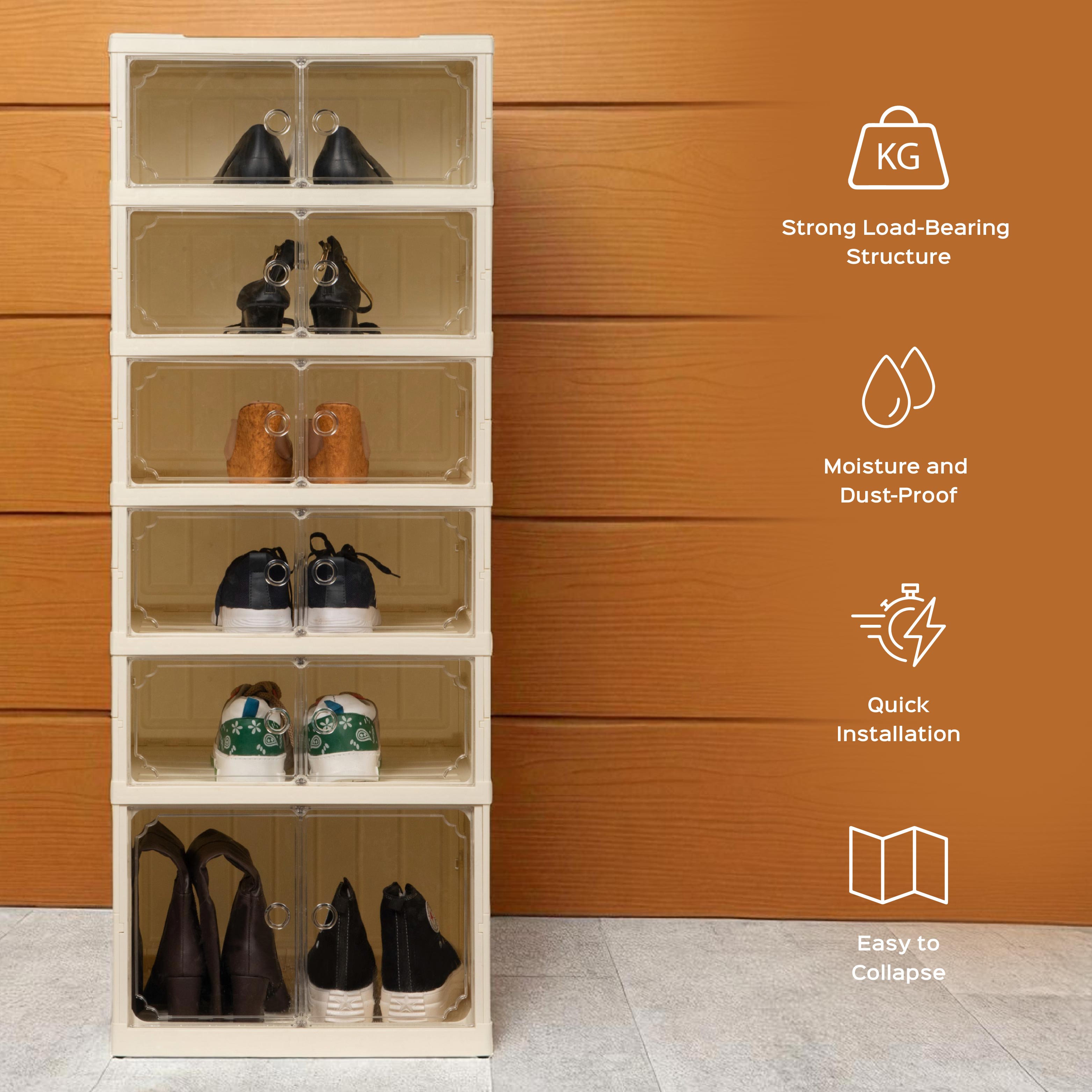 Shoe Stack Foldable Shoe Storage with Wheels